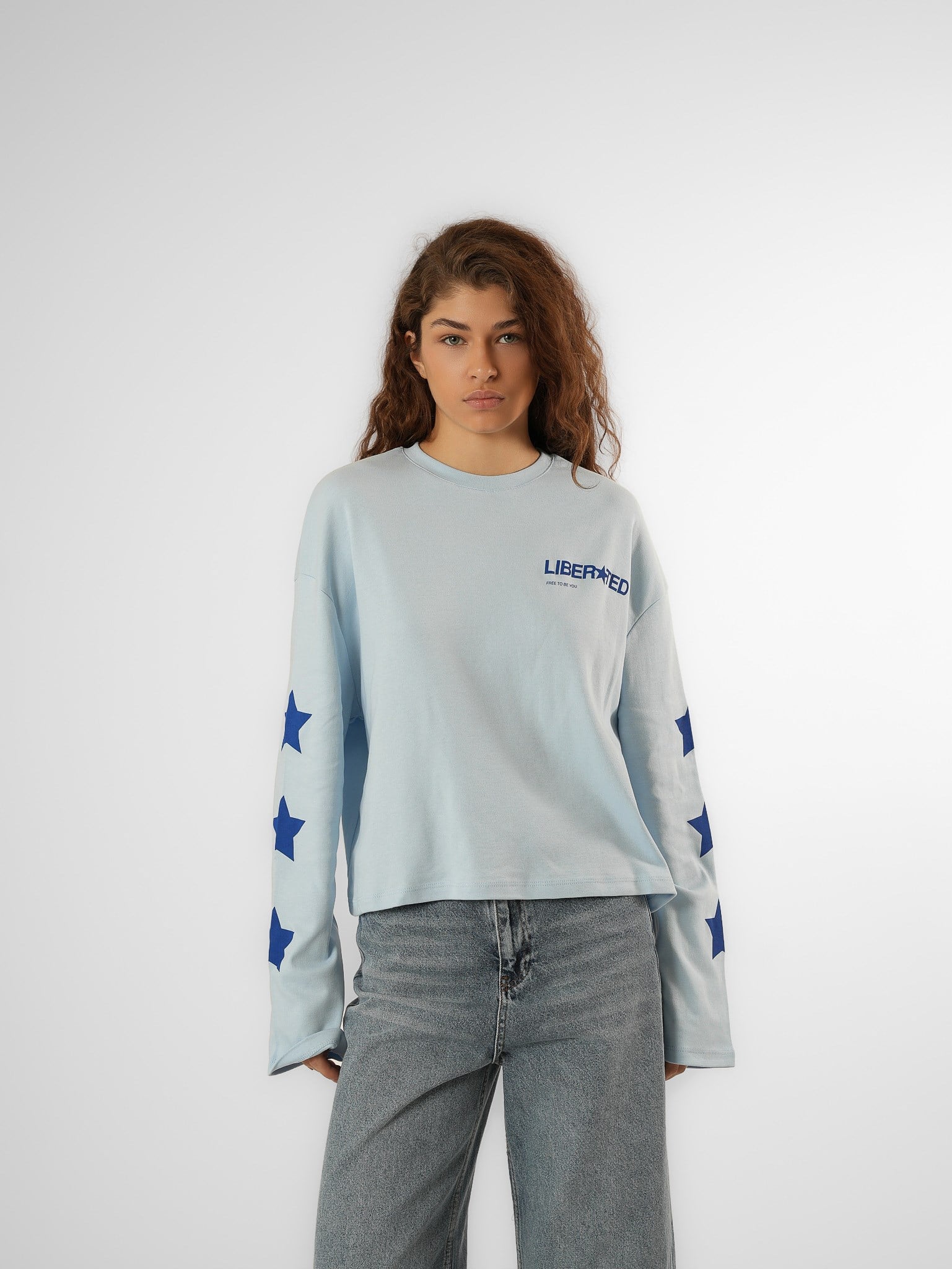 Baskılı Uzun Kol T-shirt Bebe Mavi