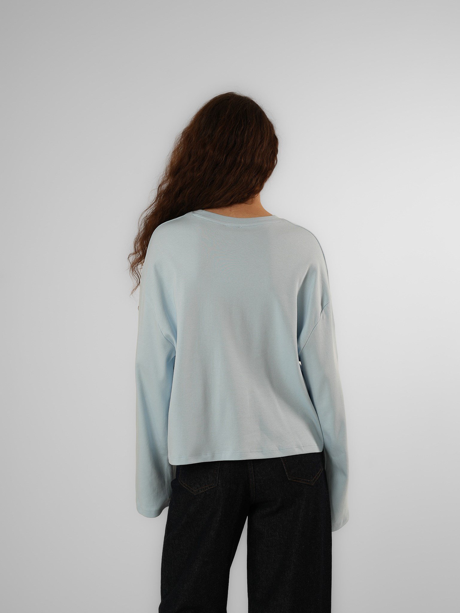 Baskılı Uzun Kol T-shirt Bebe-Mavi