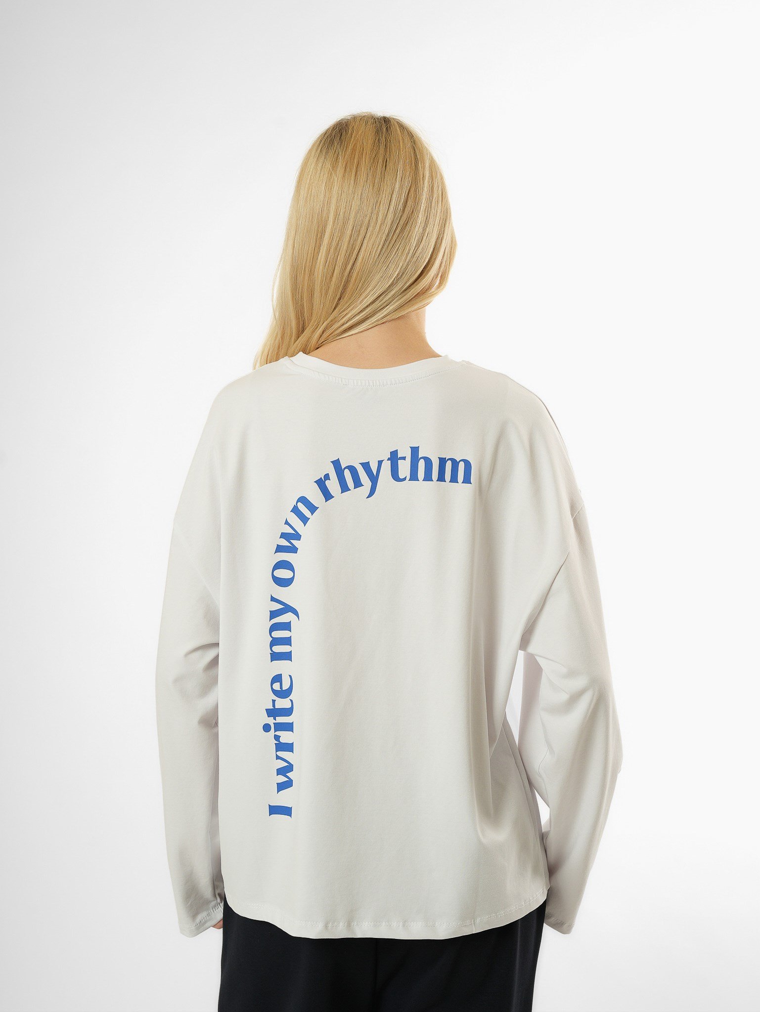 Baskılı Uzun Kol T-shirt Beyaz