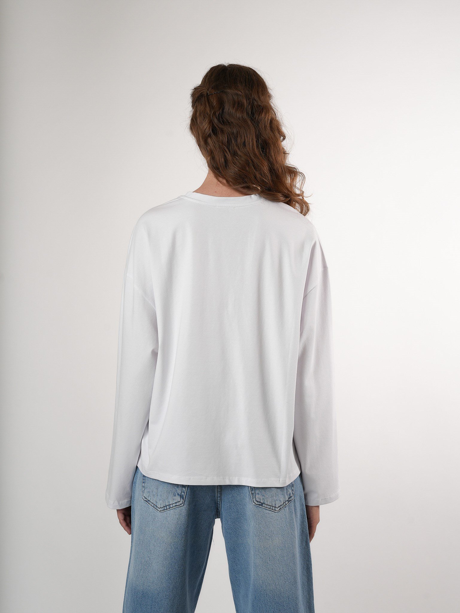 Baskılı Uzun Kol T-shirt Ekru