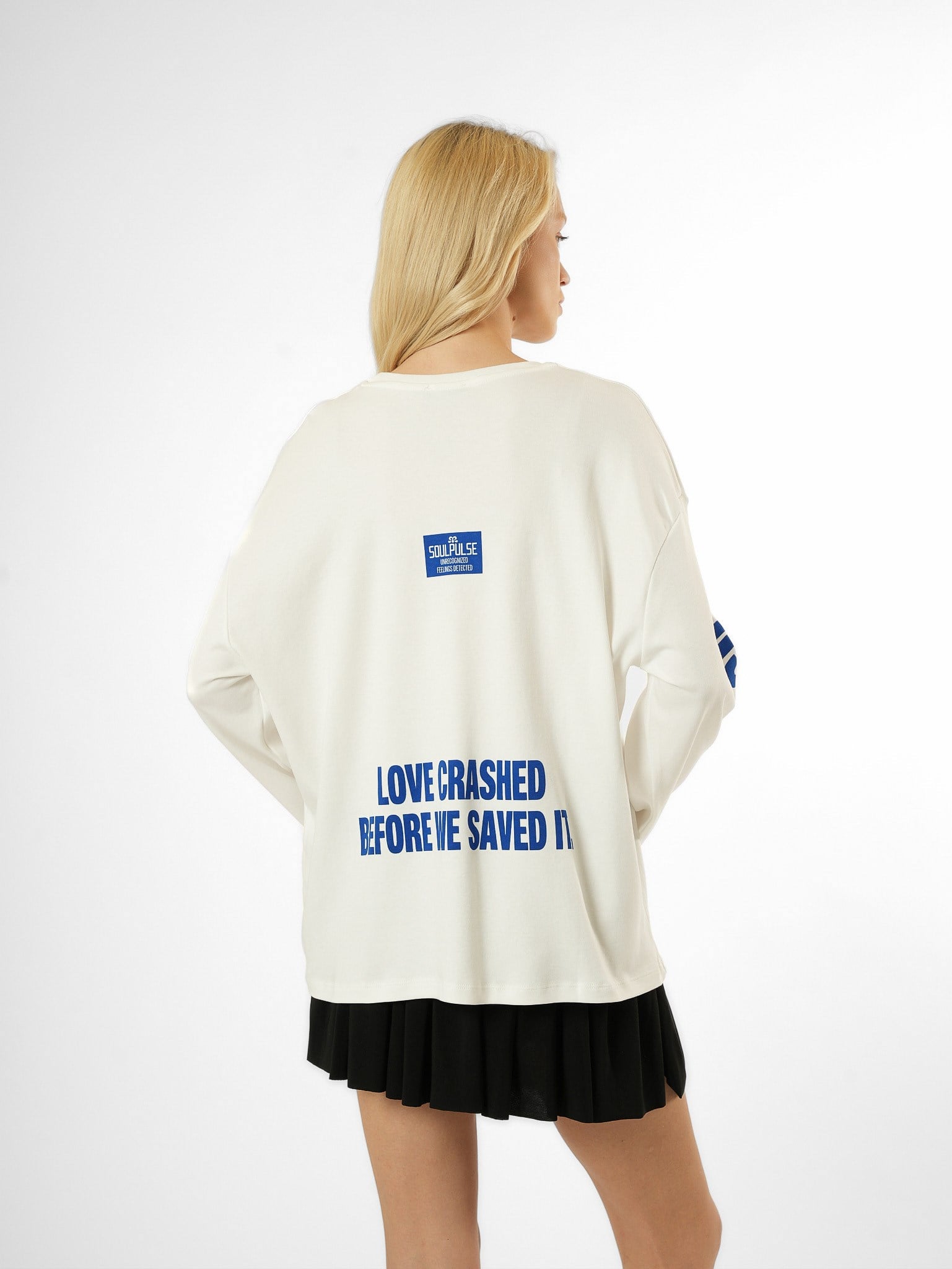 Baskılı Uzun Kol T-shirt Ekru