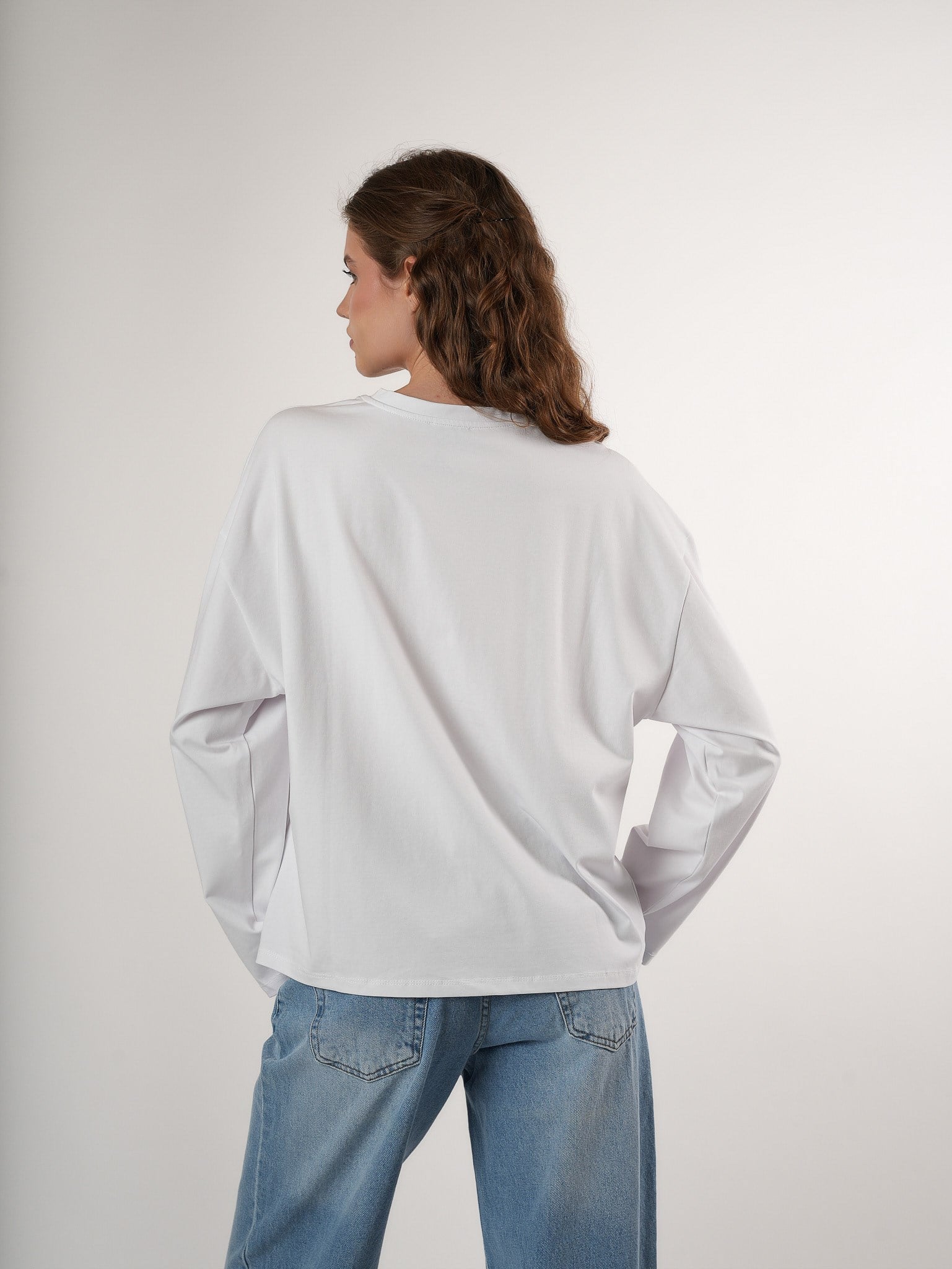 Baskılı Uzun Kol T-shirt Ekru