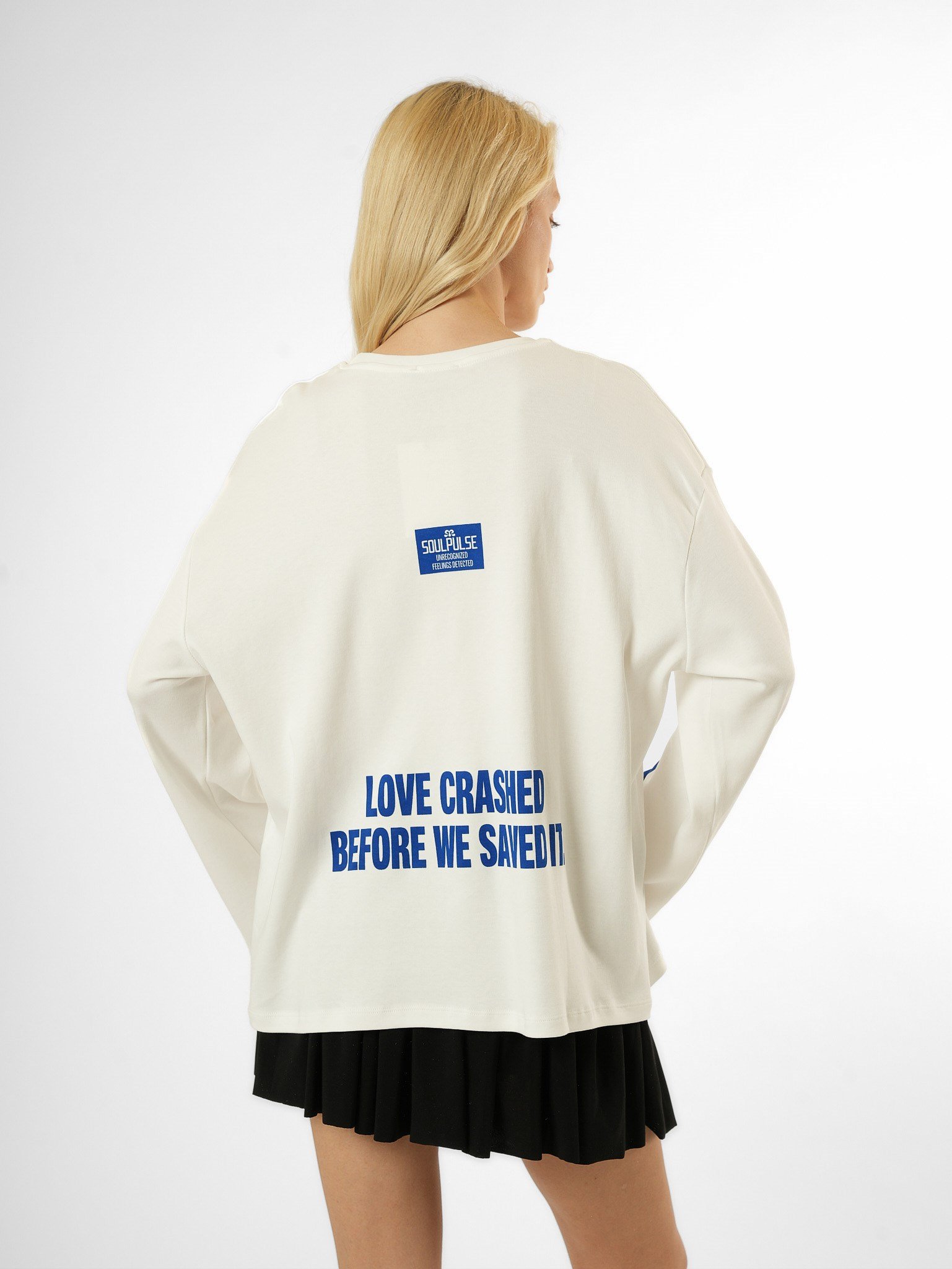 Baskılı Uzun Kol T-shirt Ekru
