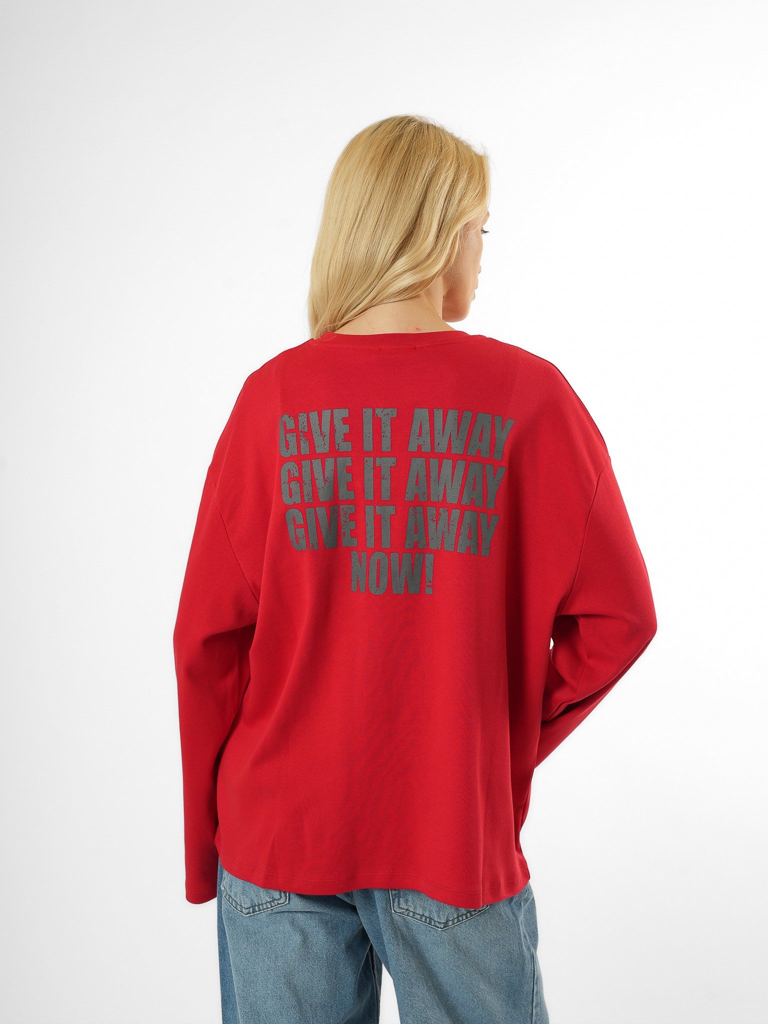 Baskılı Uzun Kol T-shirt Kırmızı