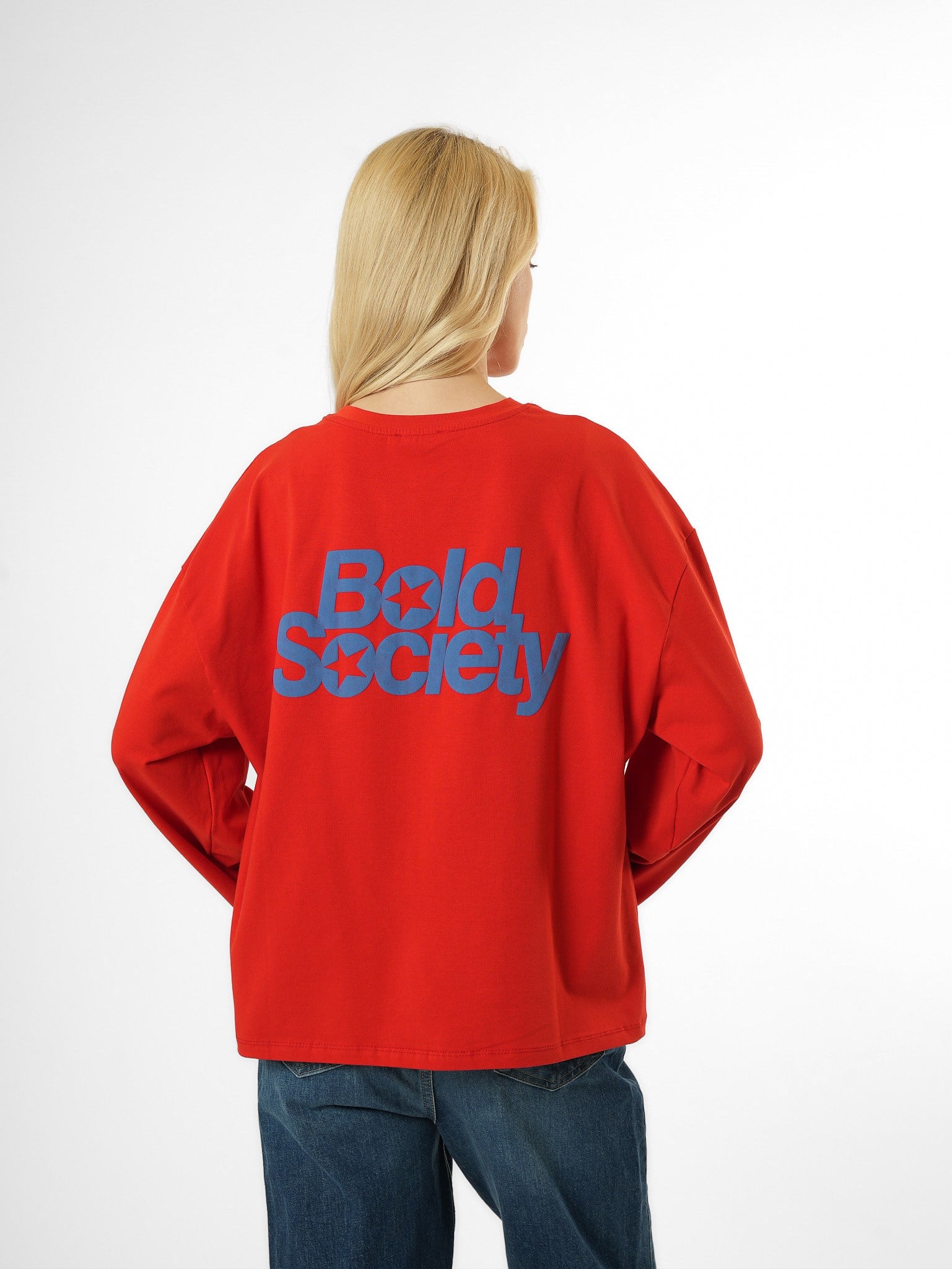 Baskılı Uzun Kol T-shirt Kırmızı