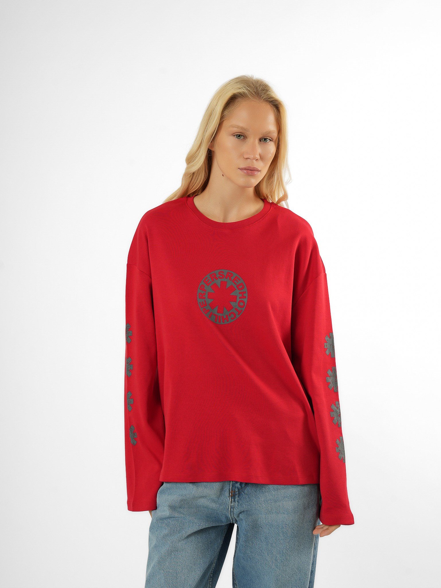 Baskılı Uzun Kol T-shirt Kırmızı