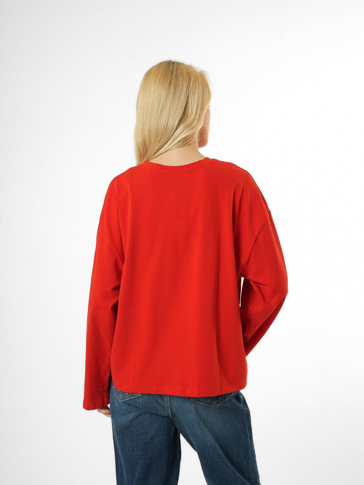 Baskılı Uzun Kol T-shirt Kırmızı
