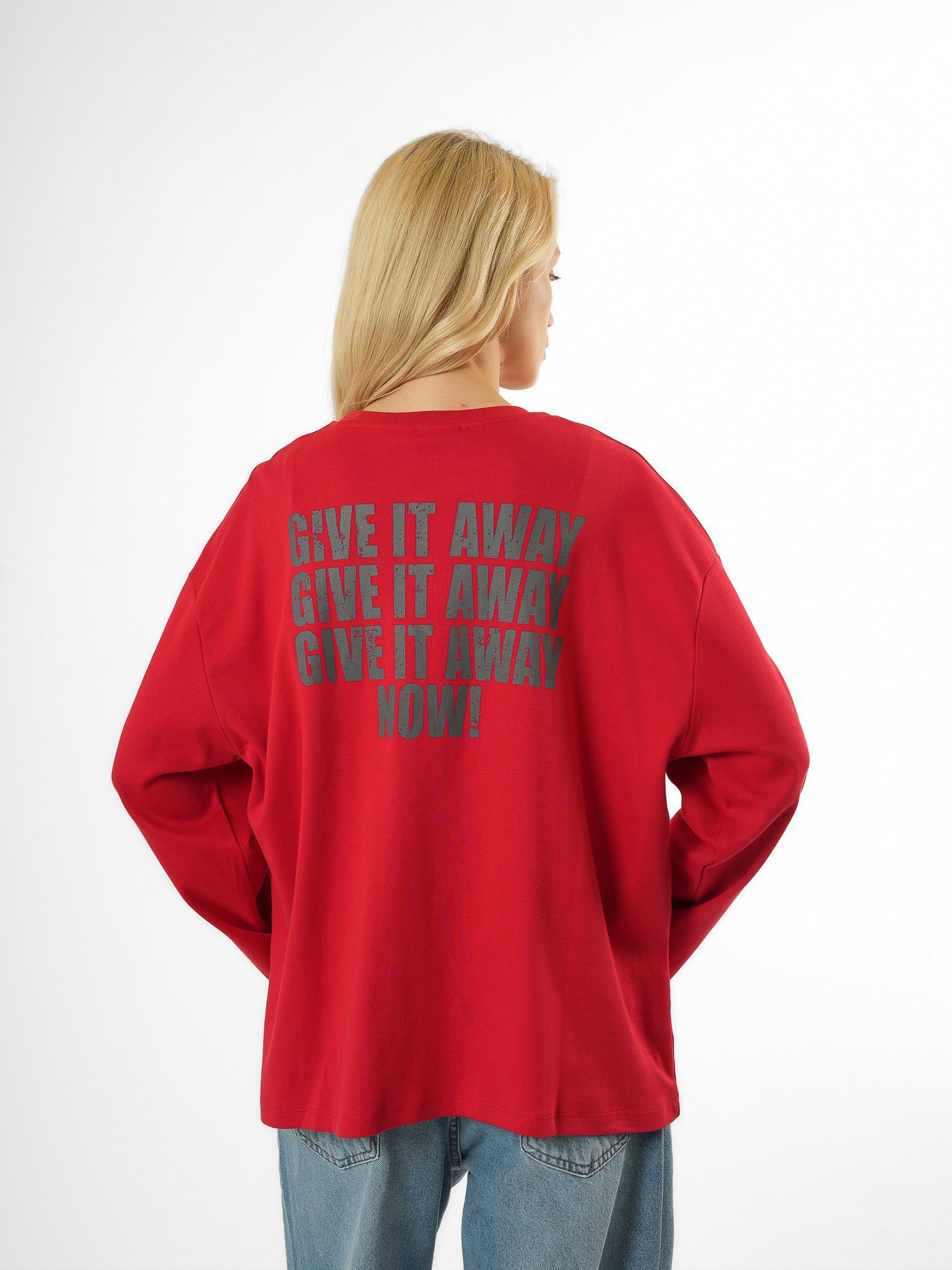 Baskılı Uzun Kol T-shirt Kırmızı