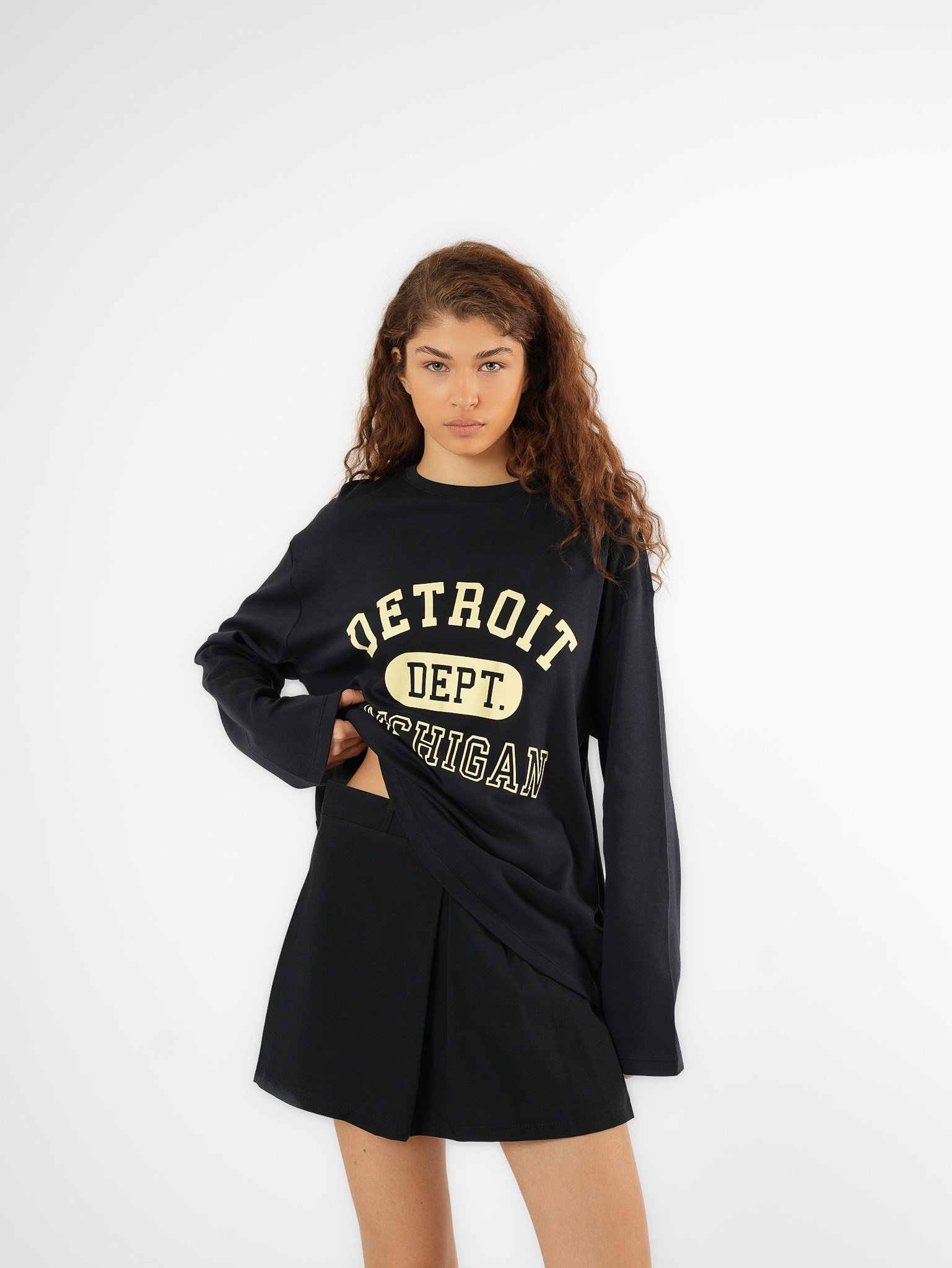 Baskılı Uzun Kol T-shirt Lacivert