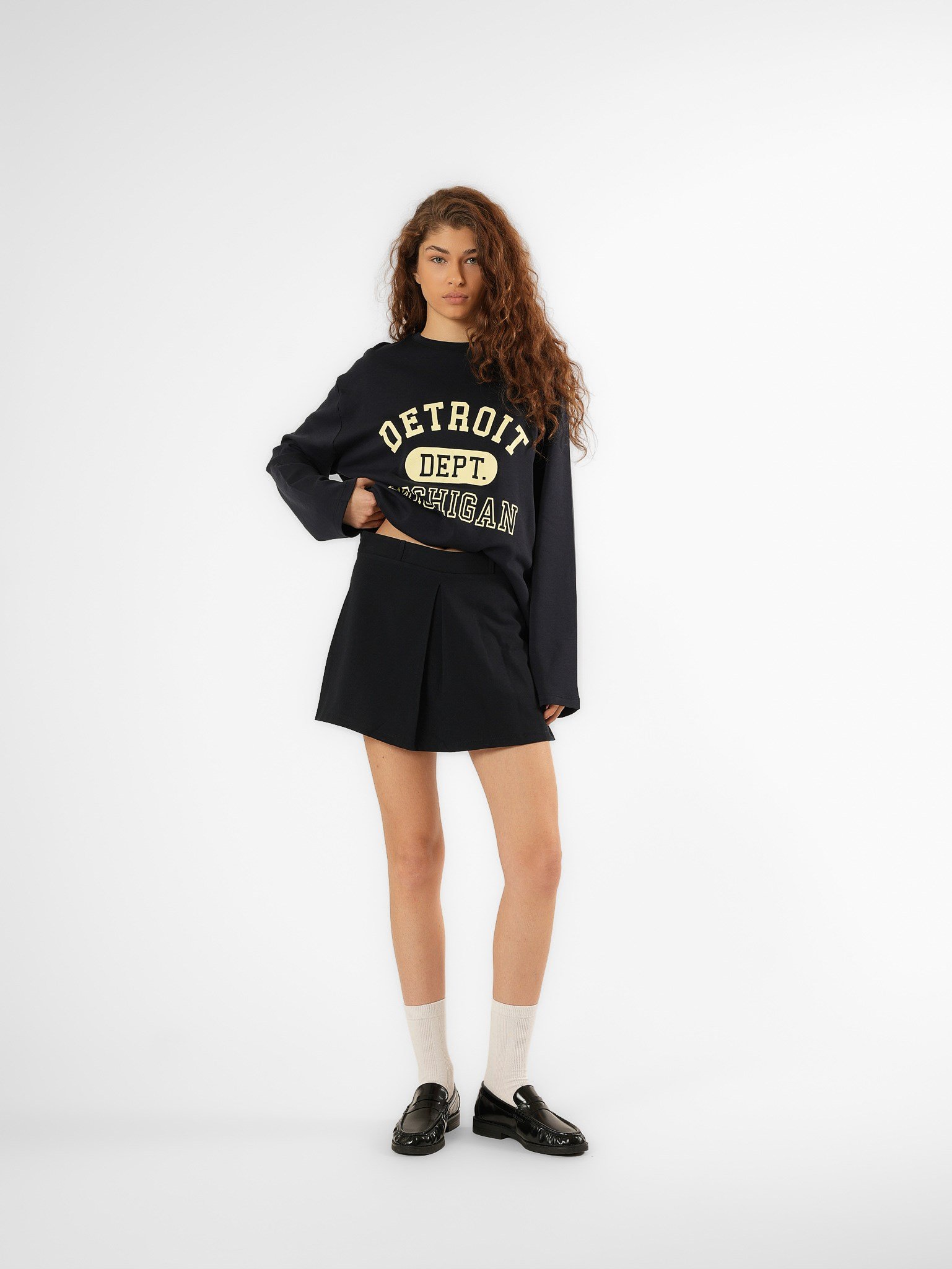 Baskılı Uzun Kol T-shirt Lacivert