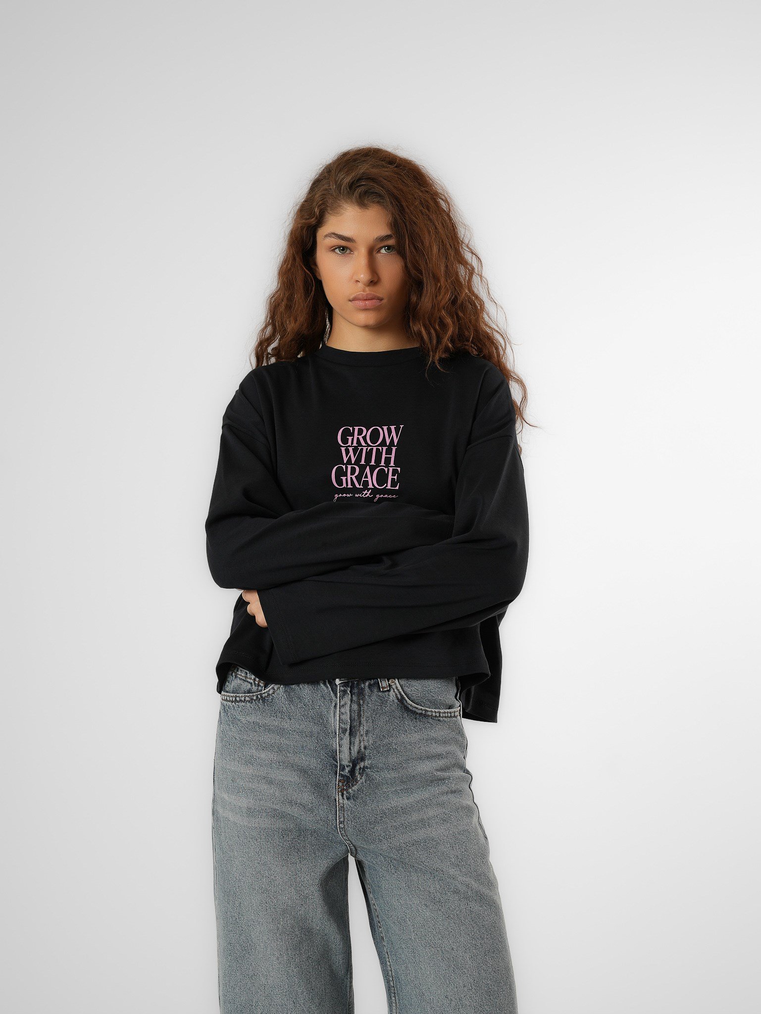 Baskılı Uzun Kol T-shirt Lacivert