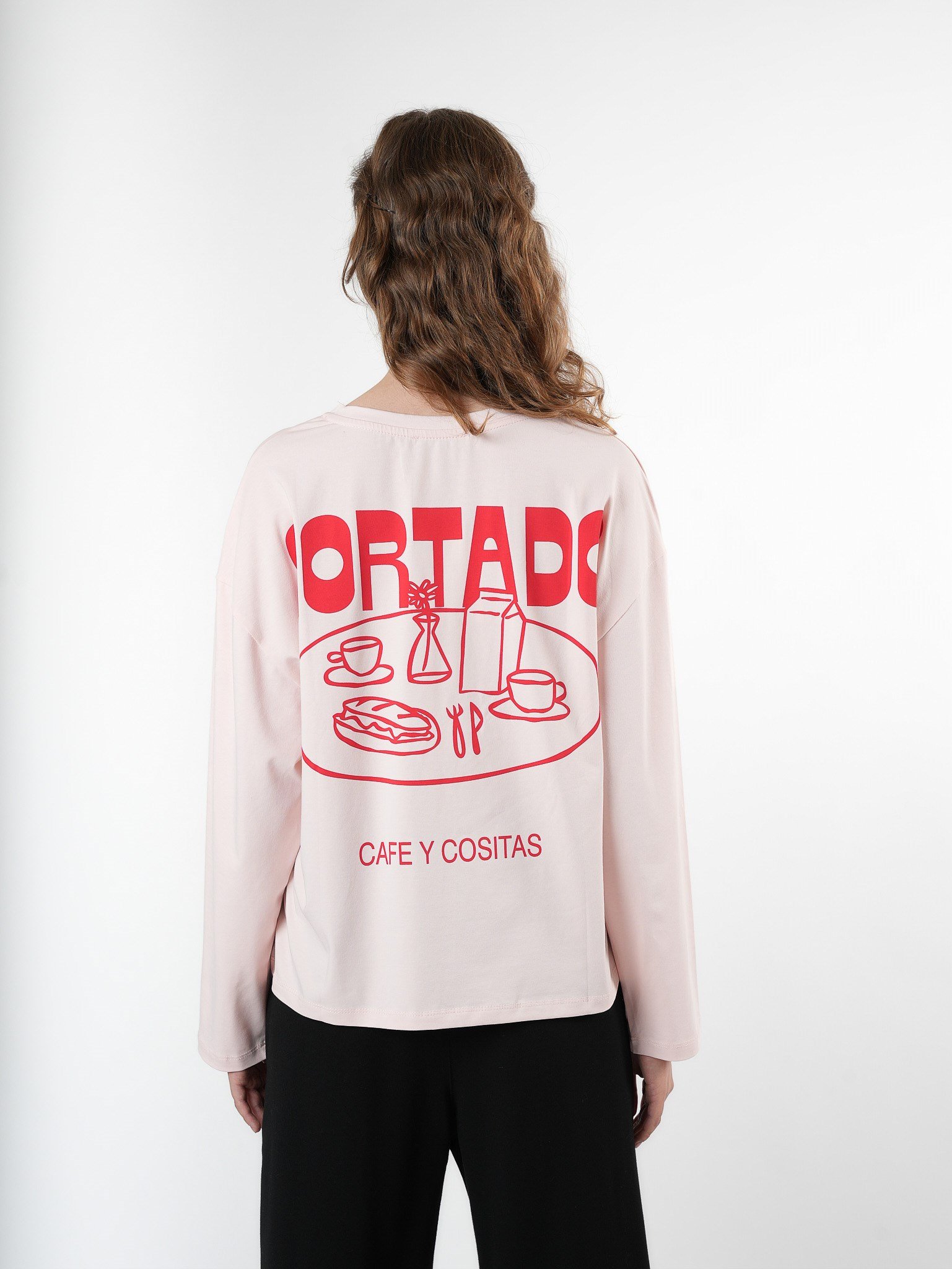 Baskılı Uzun Kol T-shirt Pembe