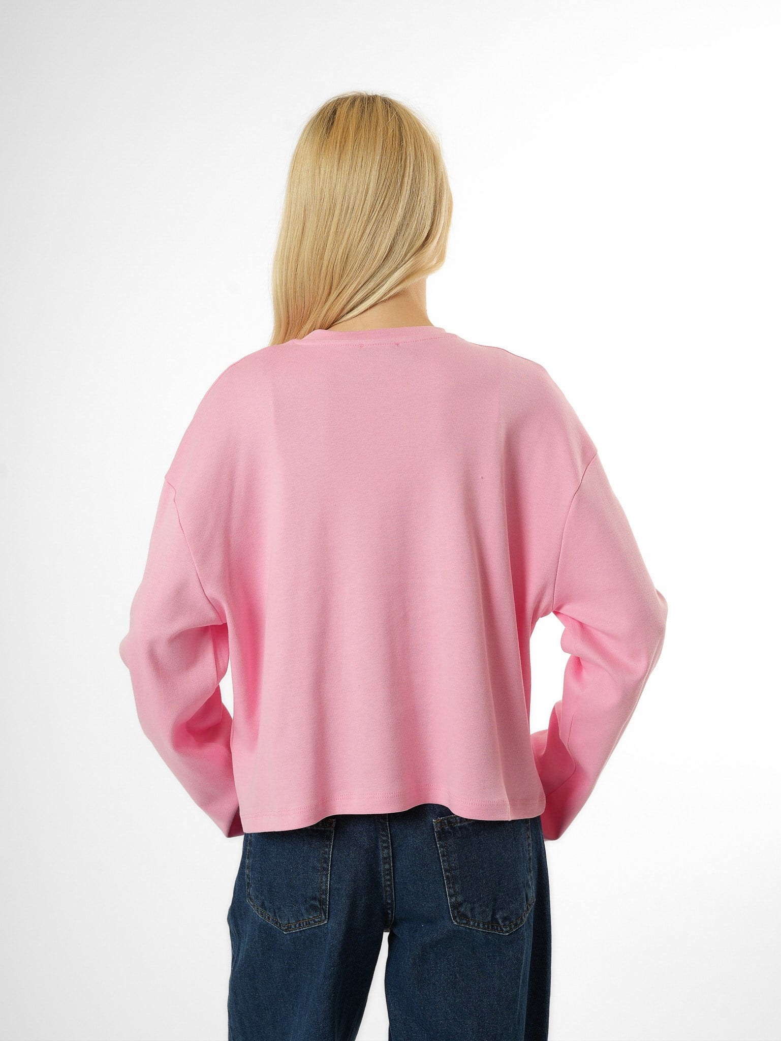 Baskılı Uzun Kol T-shirt Toz Pembe