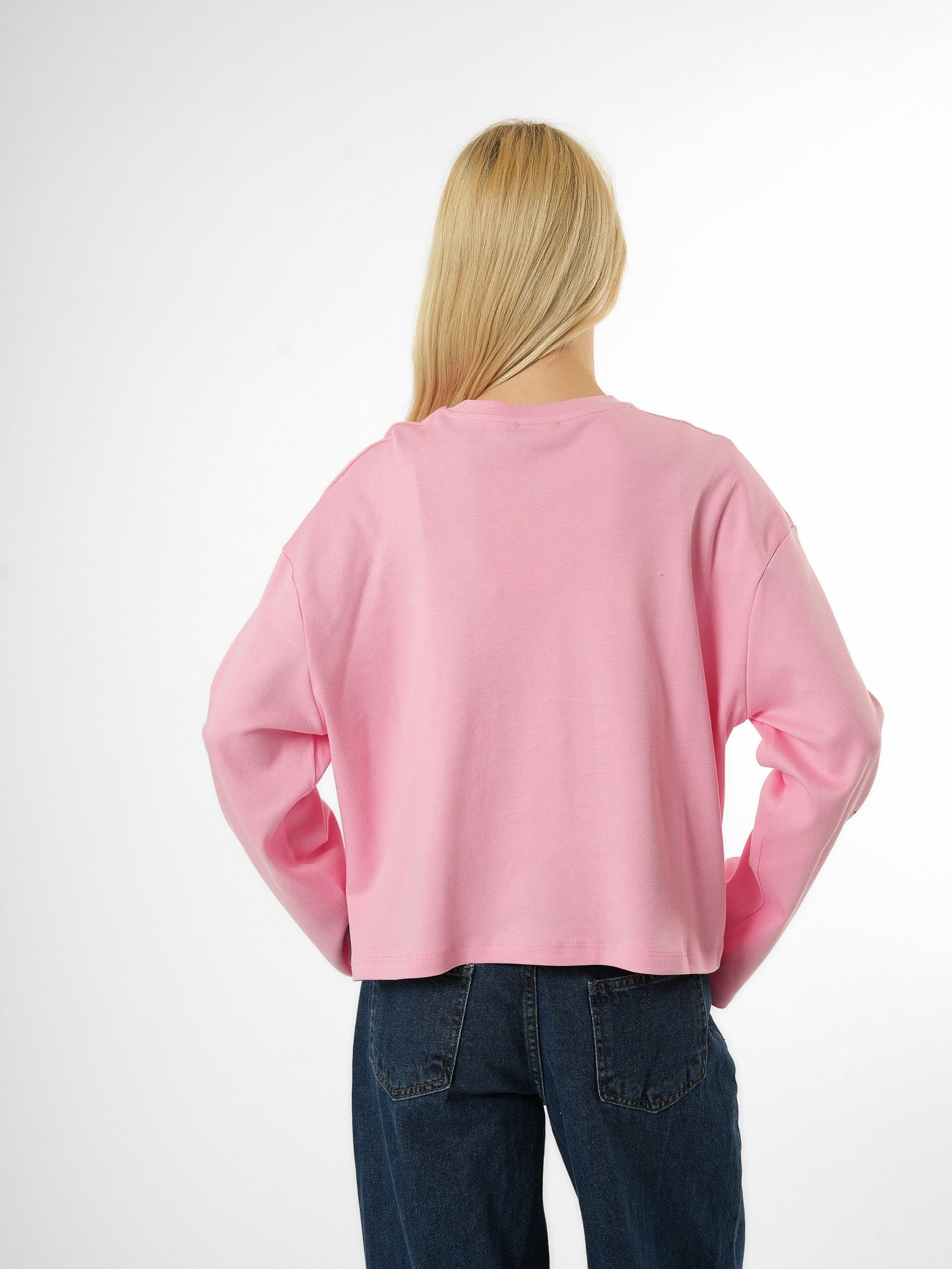 Baskılı Uzun Kol T-shirt Toz Pembe