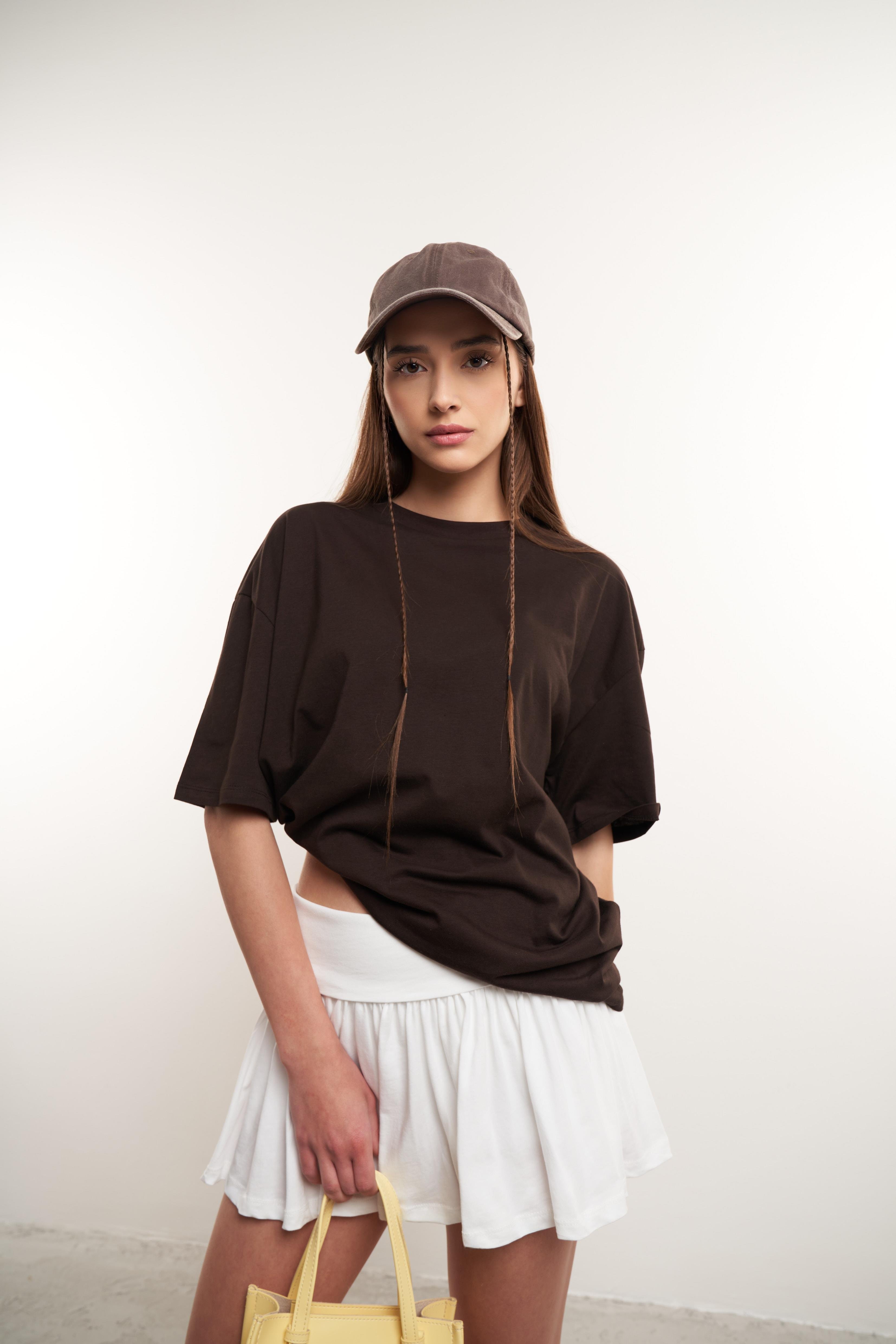 Bel Katlamalı Şort Etek Ekru