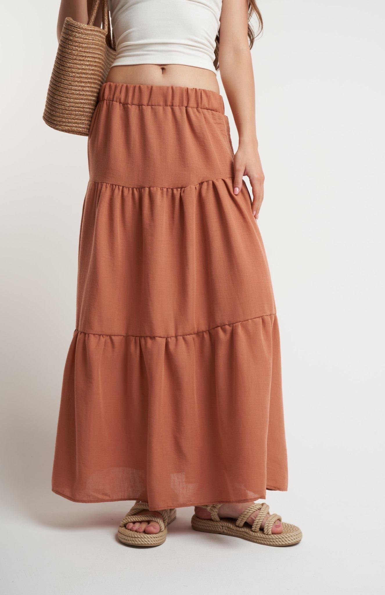 Bel Lastik Ayrobin Uzun Etek Turuncu