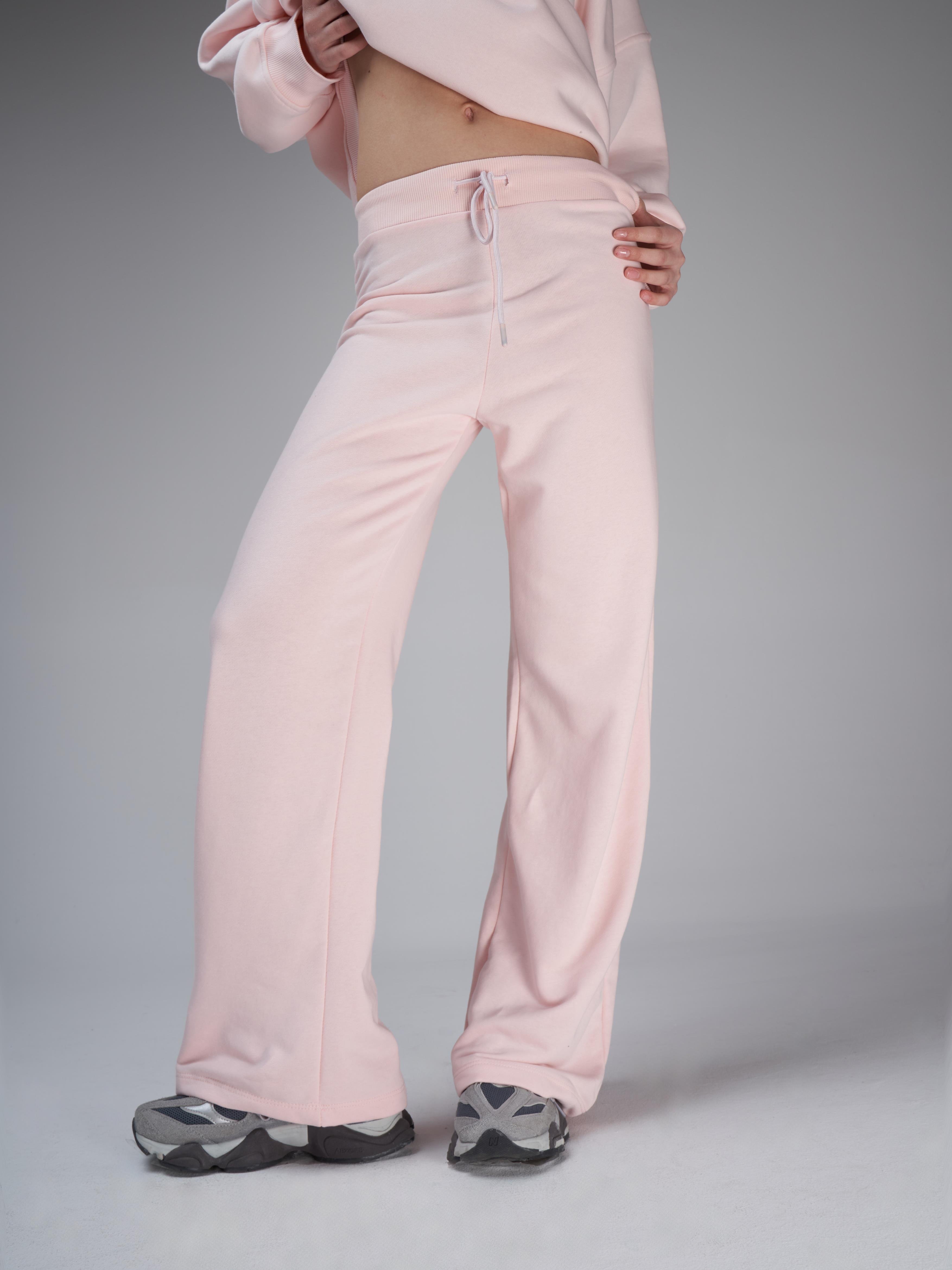 Bel Lastik Bağlama Bol Paça Pantolon Toz Pembe