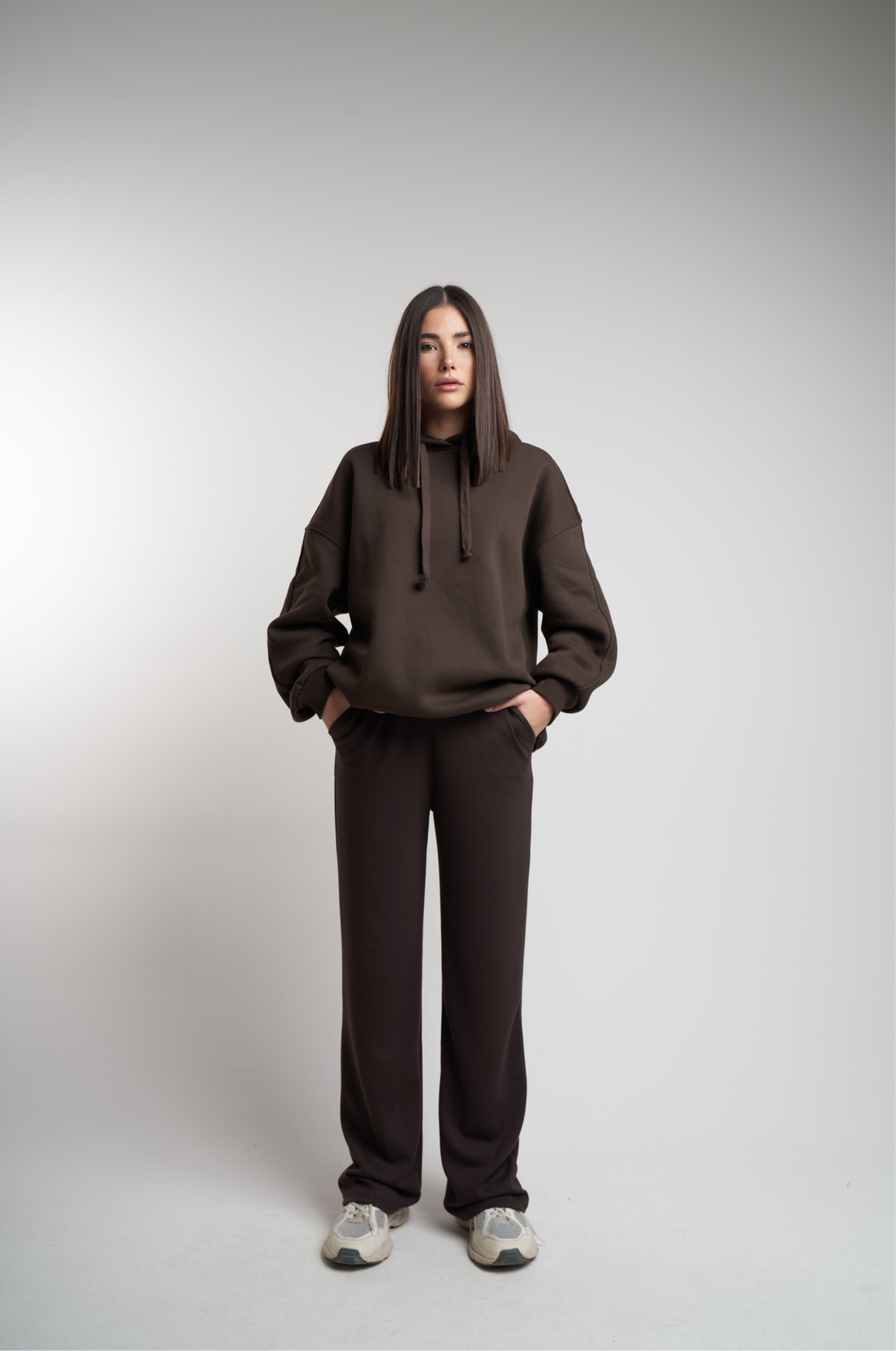 Bel Lastik Bol Paça Modal Pantolon Kahve