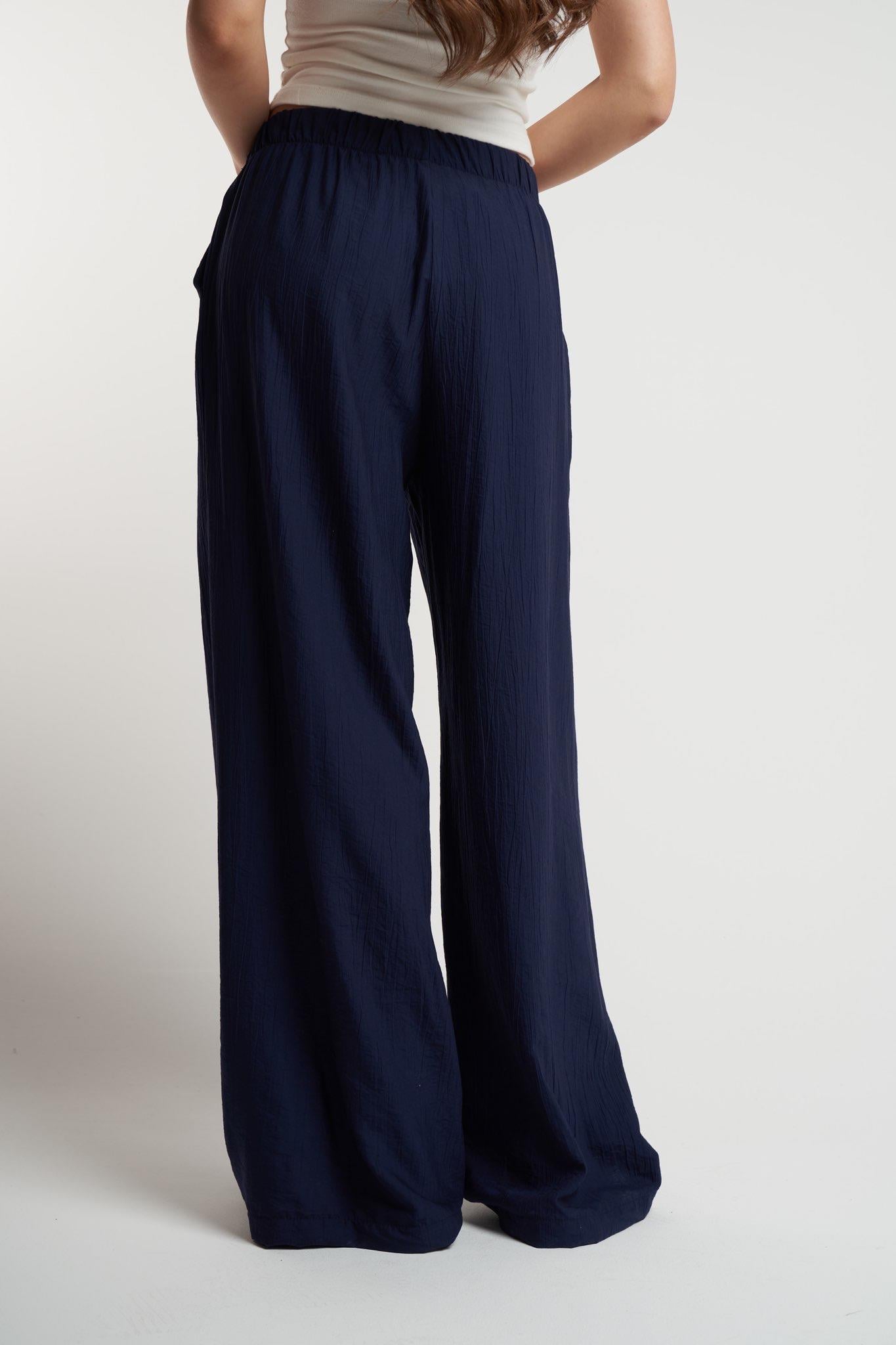 Bel Lastik Bol Paça Pantolon Lacivert