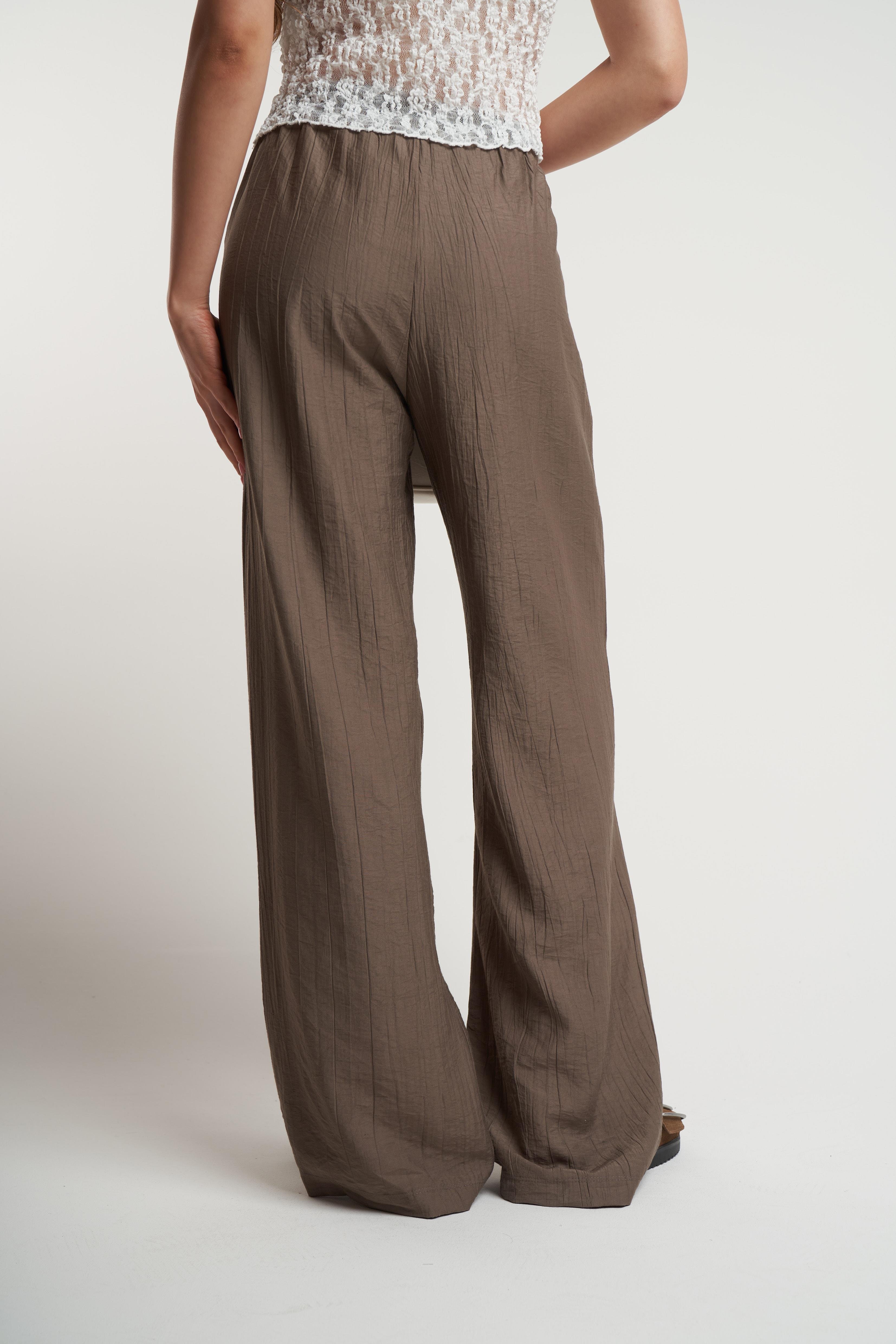 Bel Lastik Bol Paça Pantolon Vizon