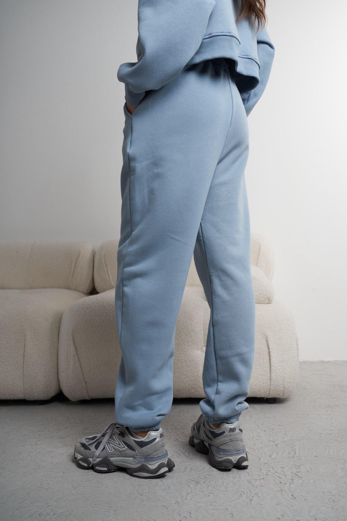 Bel Paça Lastik Şardonlu Eşofman Altı Prada Mavi