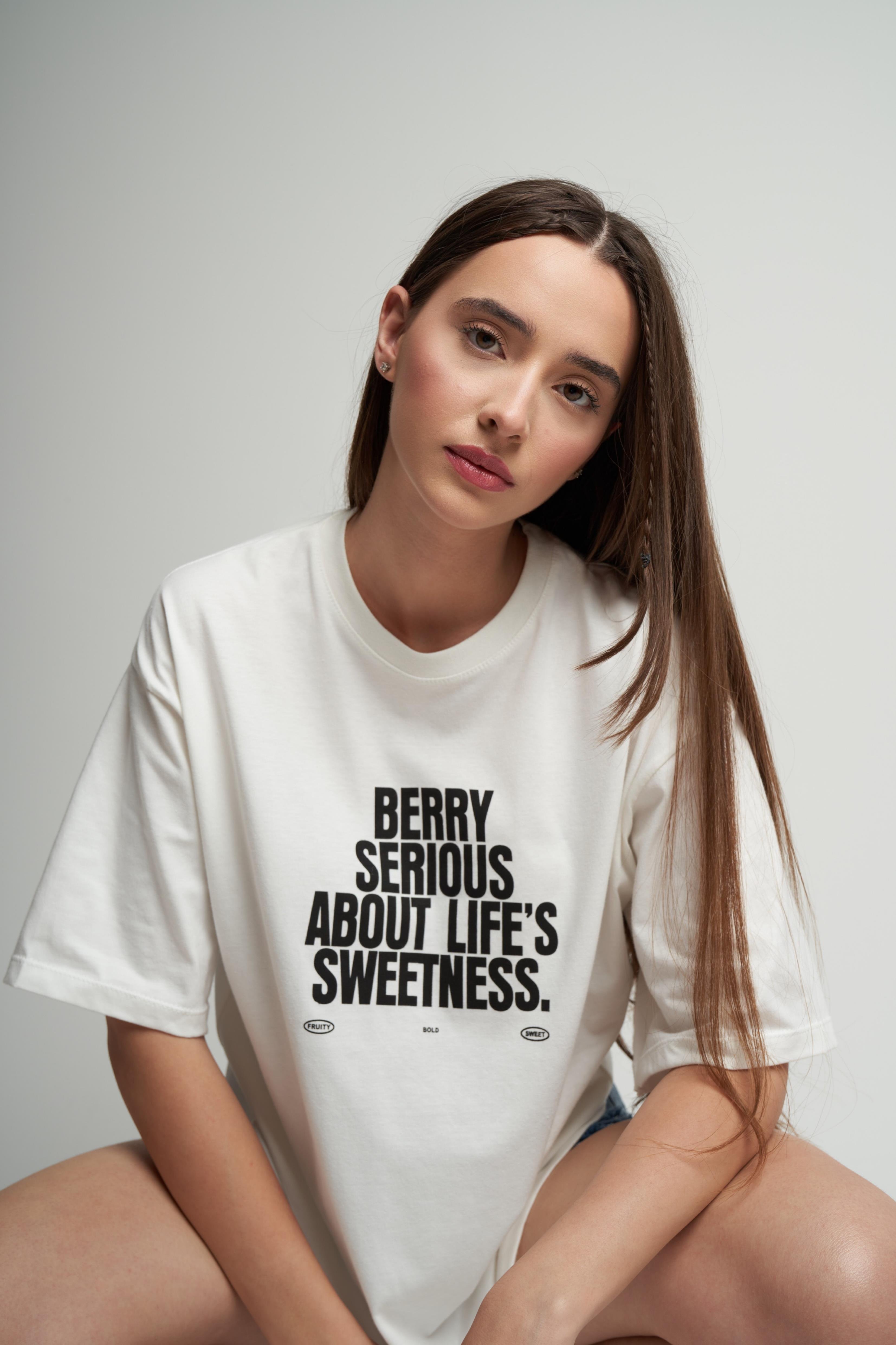 Berry Serious Baskılı Kısa Kol T-shirt Ekru