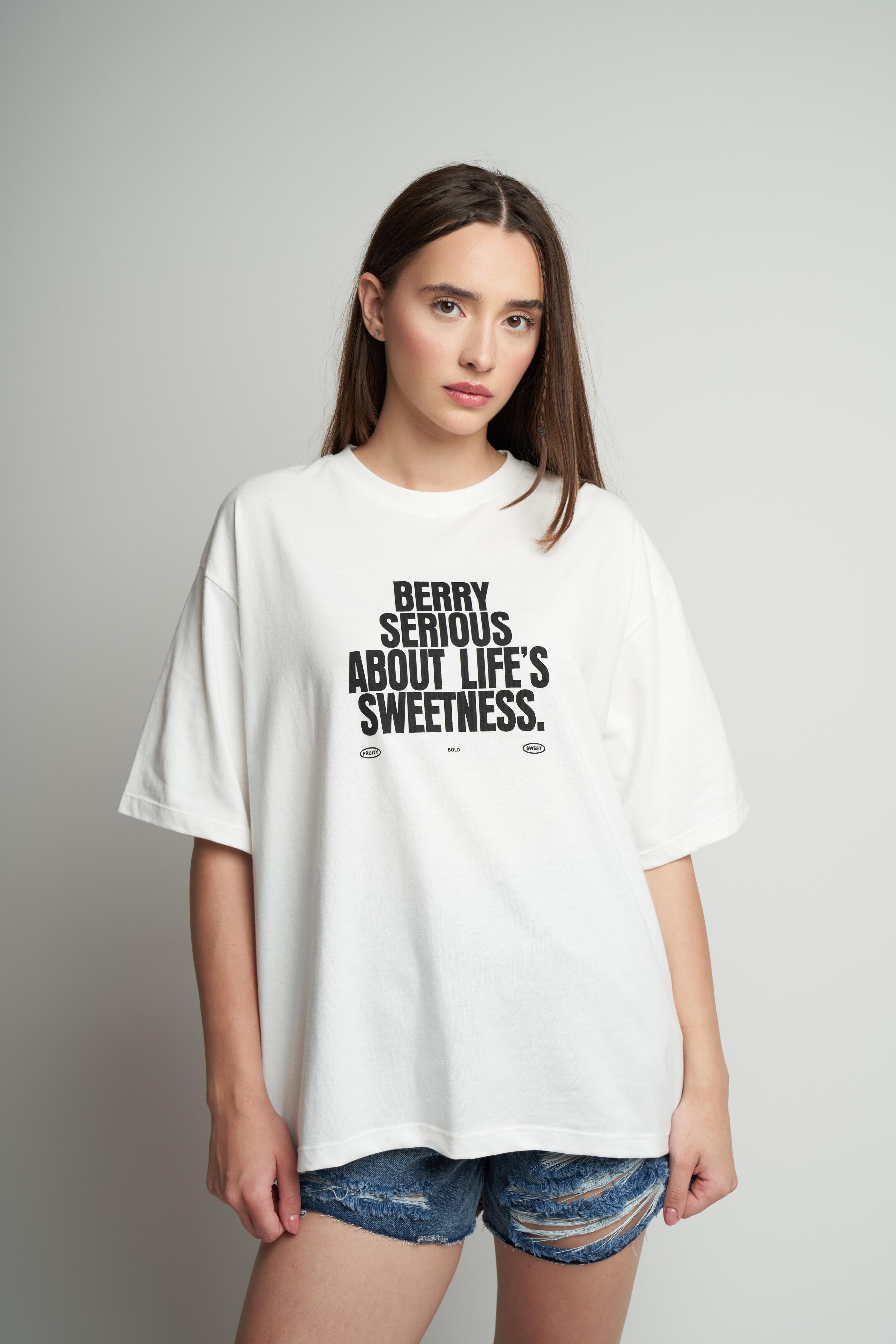 Berry Serious Baskılı Kısa Kol T-shirt Ekru
