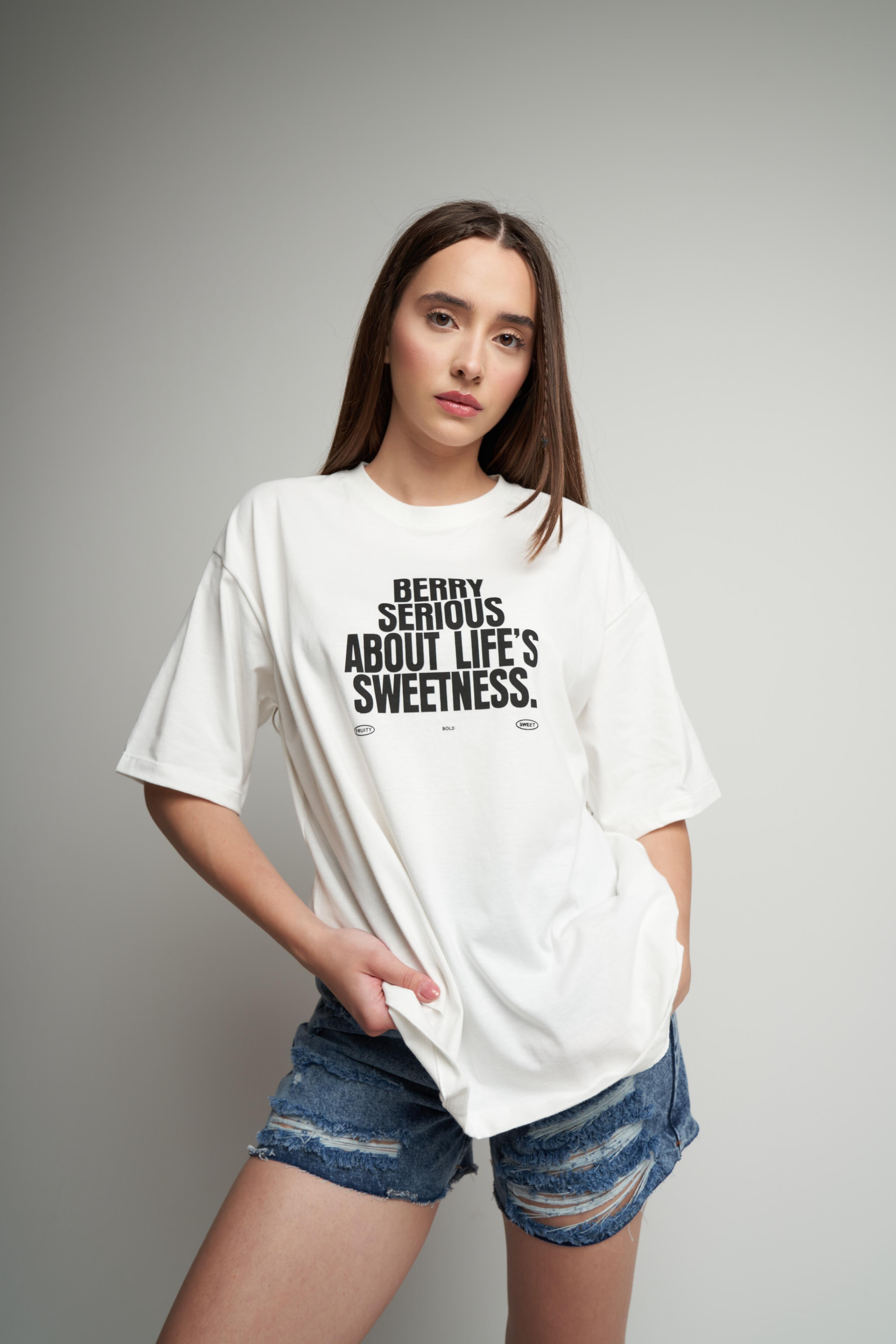 Berry Serious Baskılı Kısa Kol T-shirt Ekru
