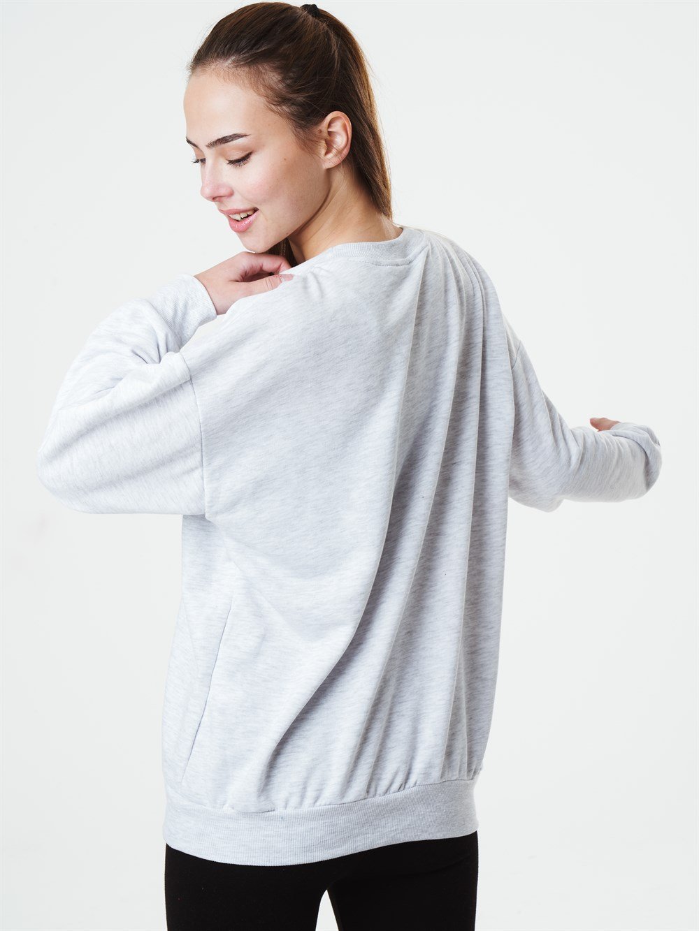 Bisiklet Yaka Athletic Yazı Baskılı Sweatshirt