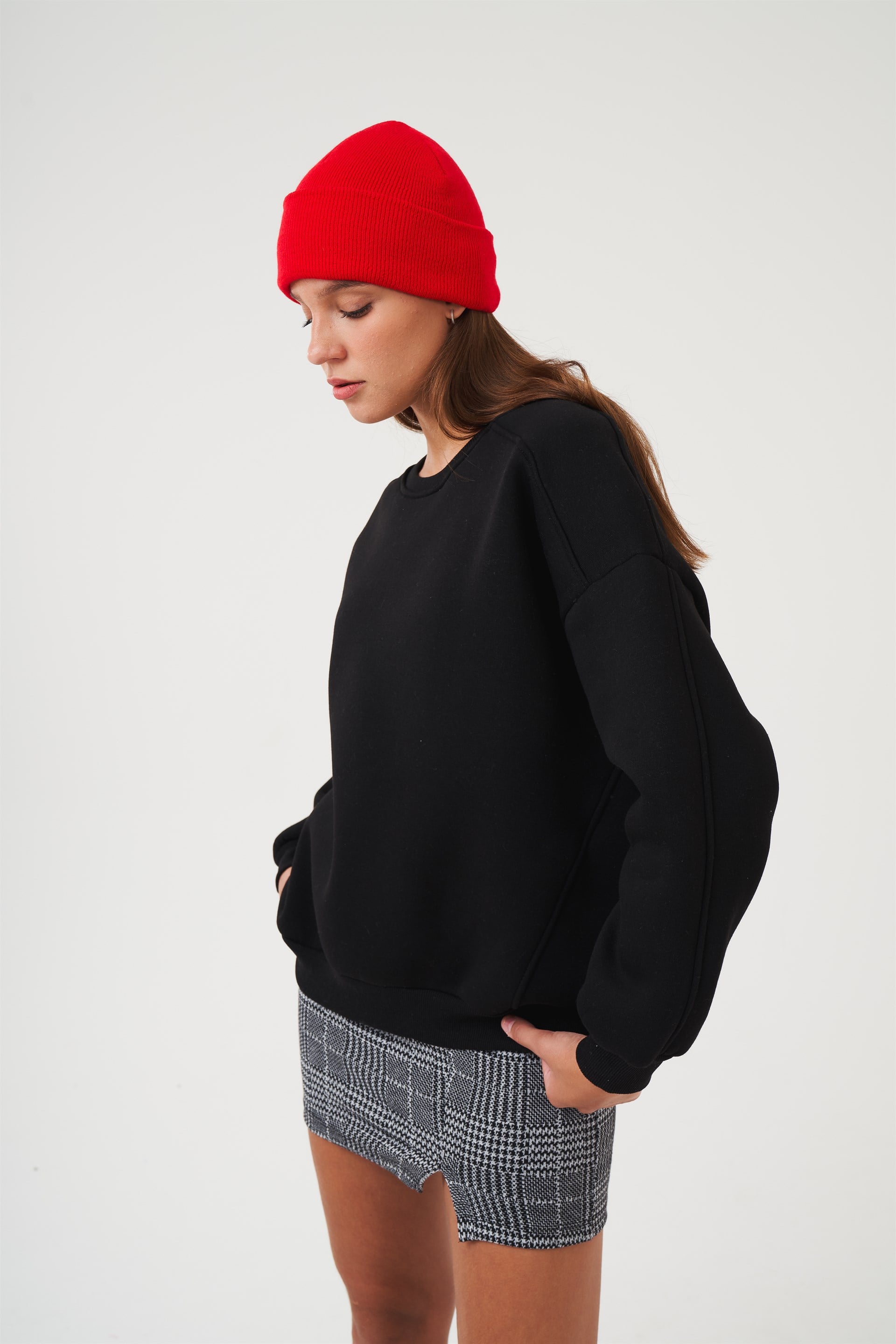 Bisiklet Yaka Basic Sweatshirt