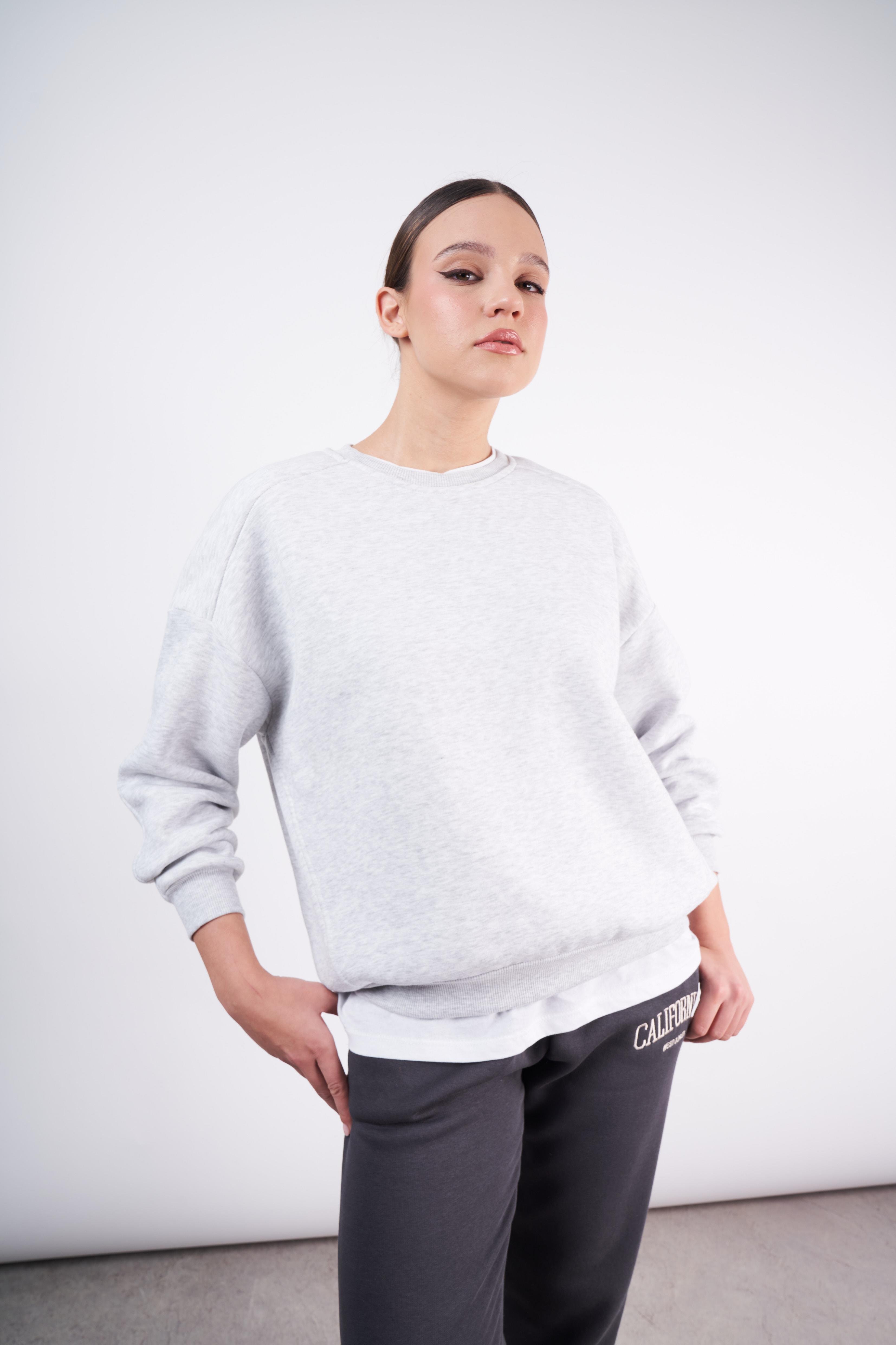 Bisiklet Yaka Basic Sweatshirt