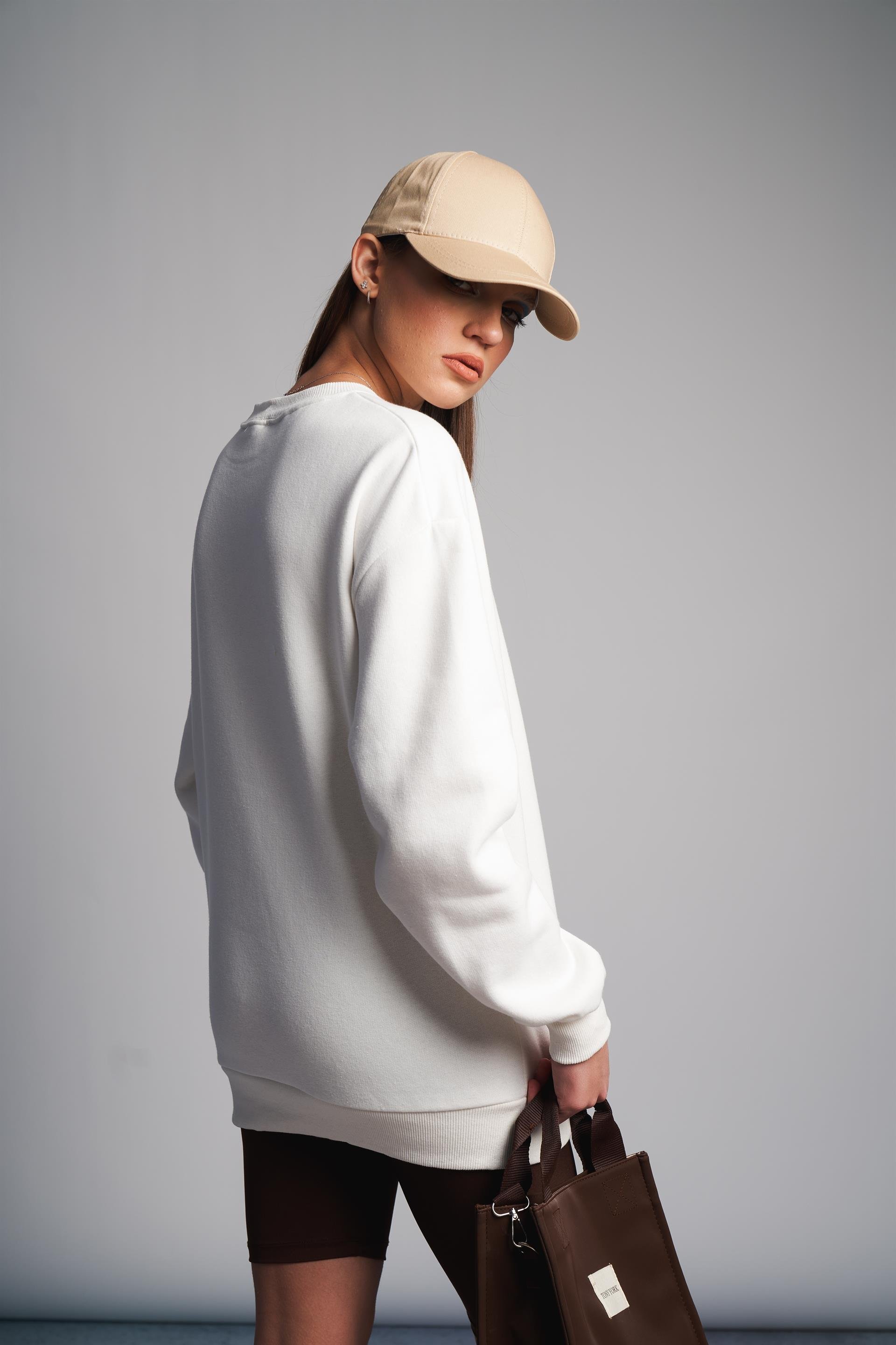 Bisiklet Yaka Basic Sweatshirt