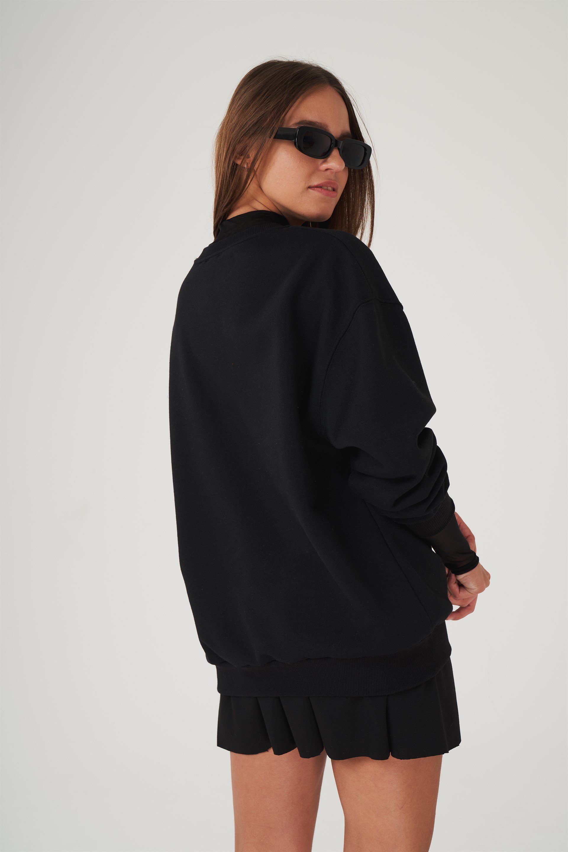 Bisiklet Yaka Basic Sweatshirt