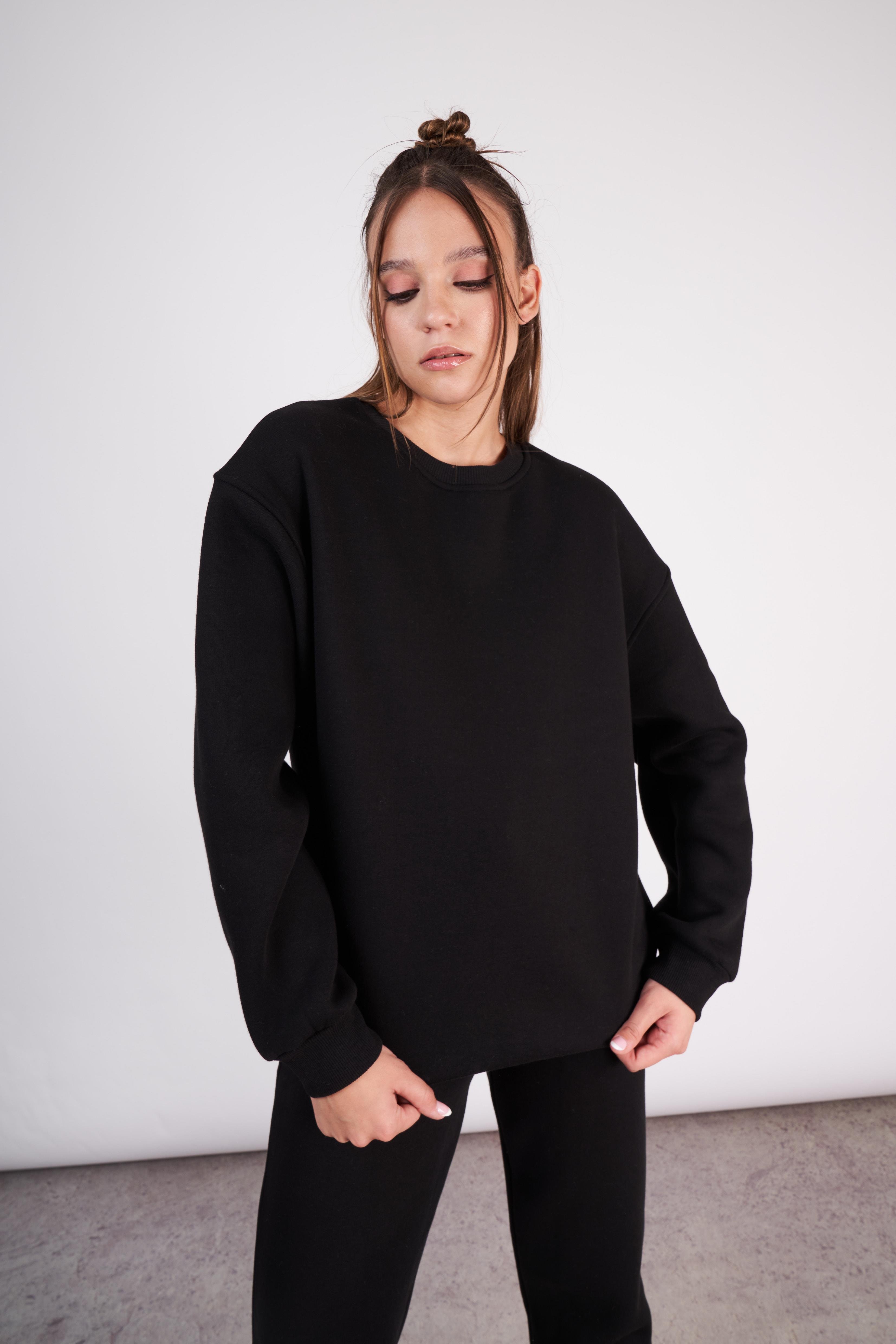 Bisiklet Yaka Basic Sweatshirt