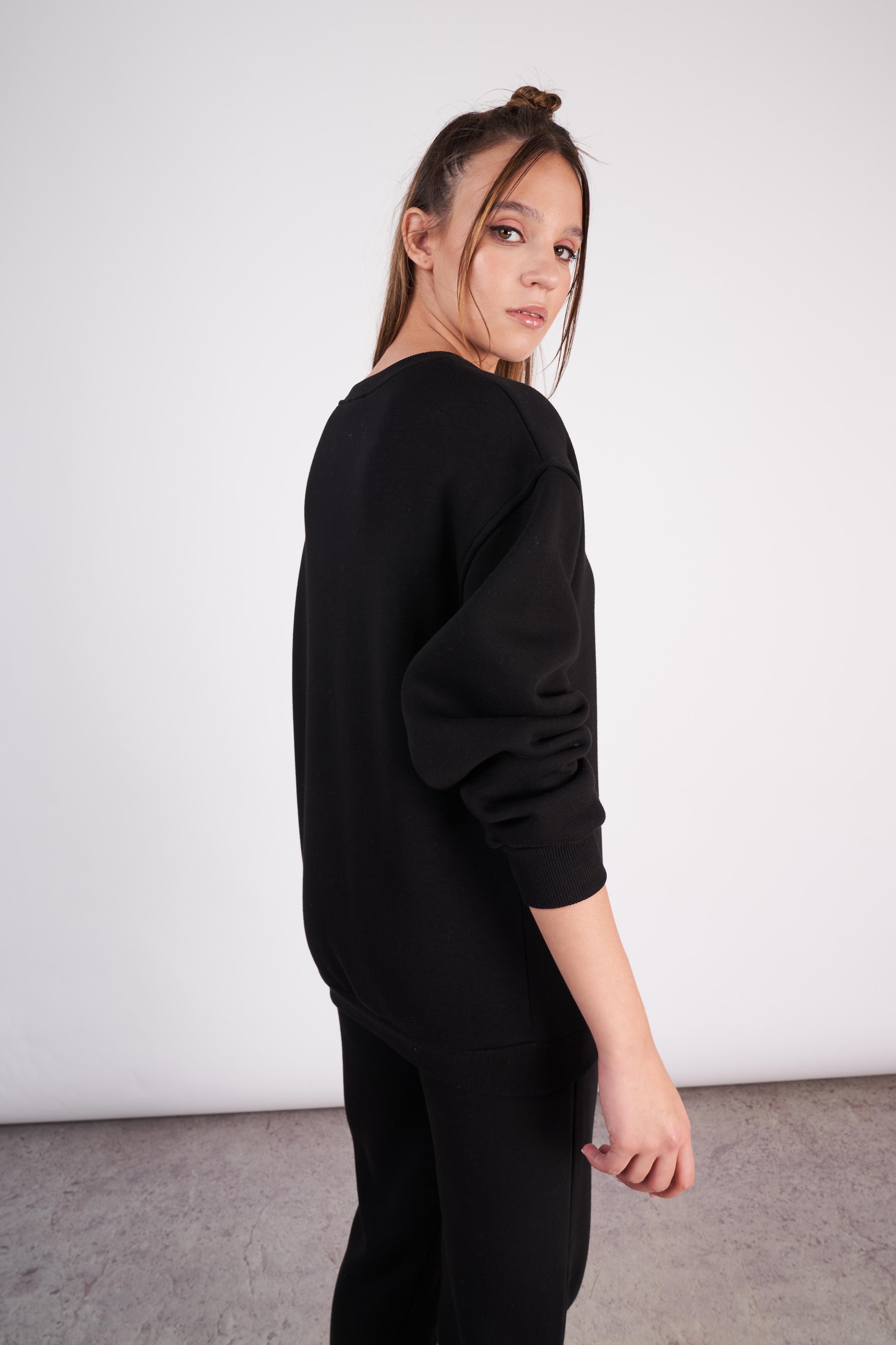Bisiklet Yaka Basic Sweatshirt