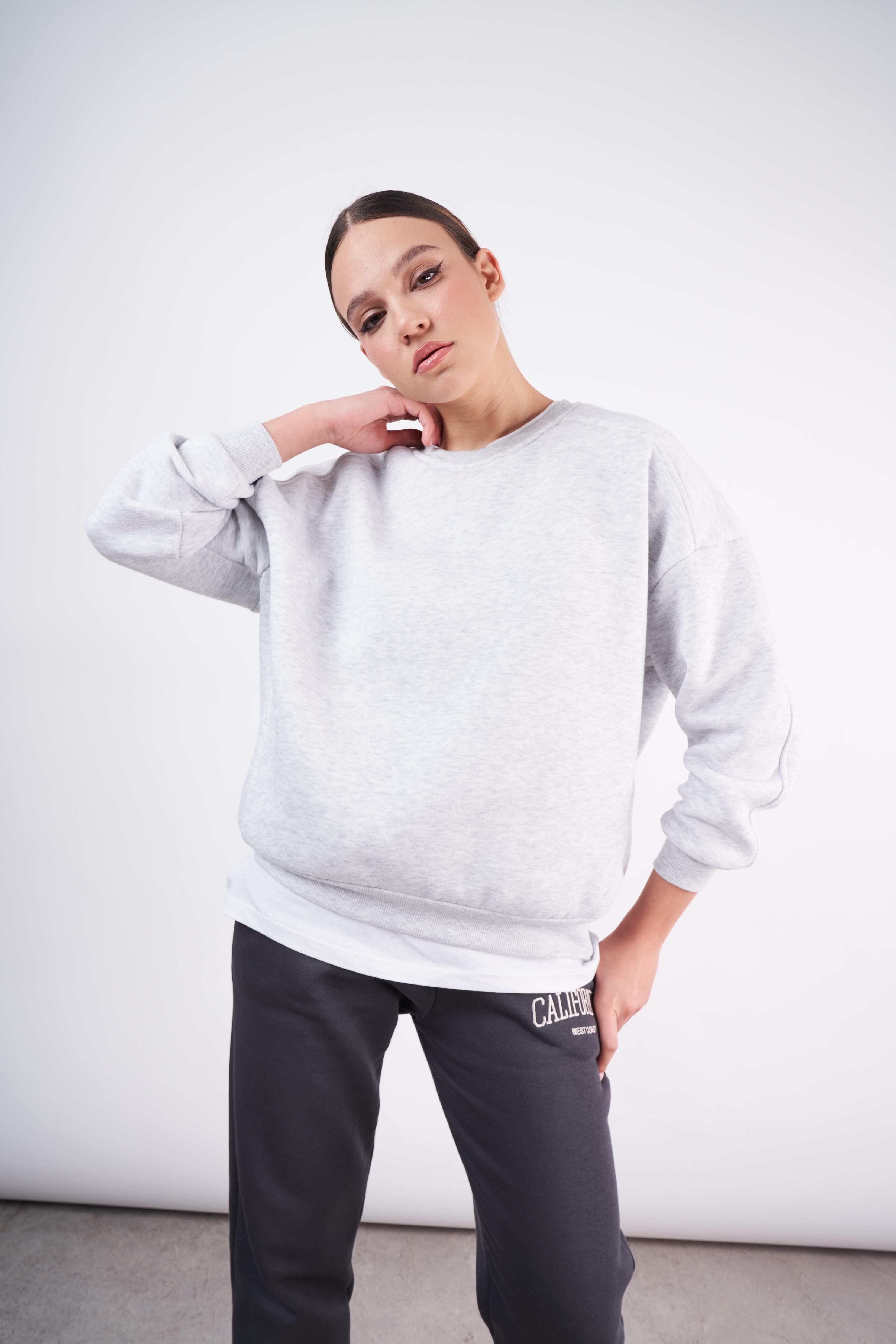 Bisiklet Yaka Basic Sweatshirt