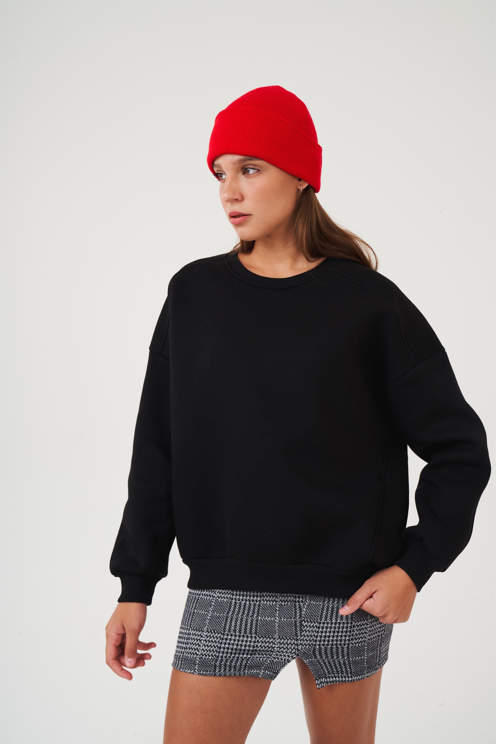 Bisiklet Yaka Basic Sweatshirt