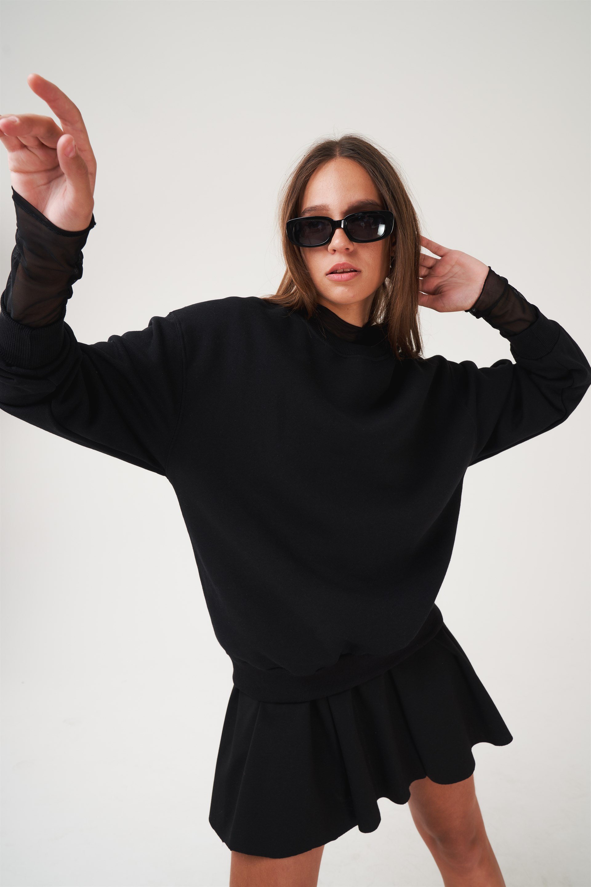Bisiklet Yaka Basic Sweatshirt