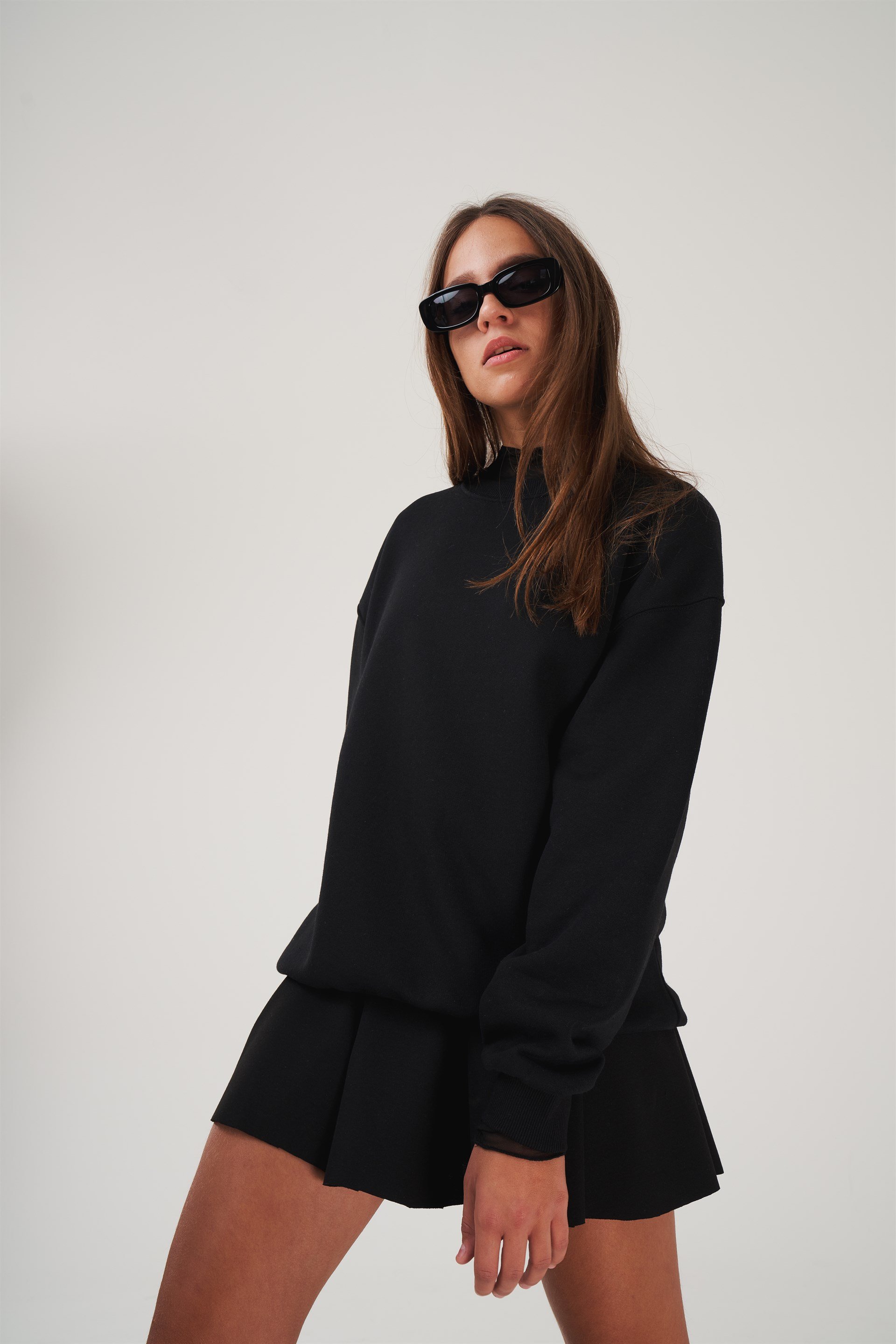 Bisiklet Yaka Basic Sweatshirt