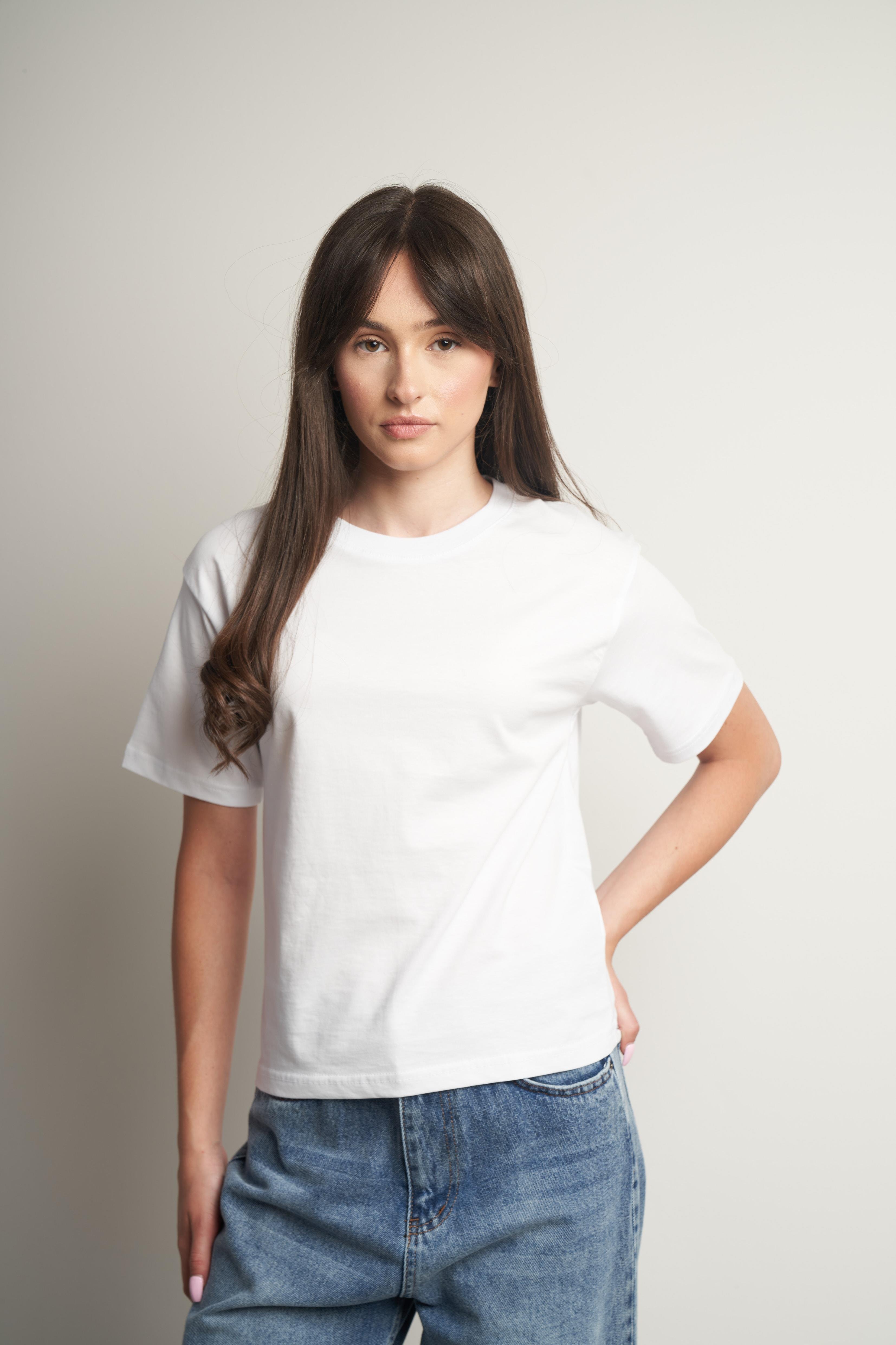 Bisiklet Yaka Basic T-shirt Beyaz