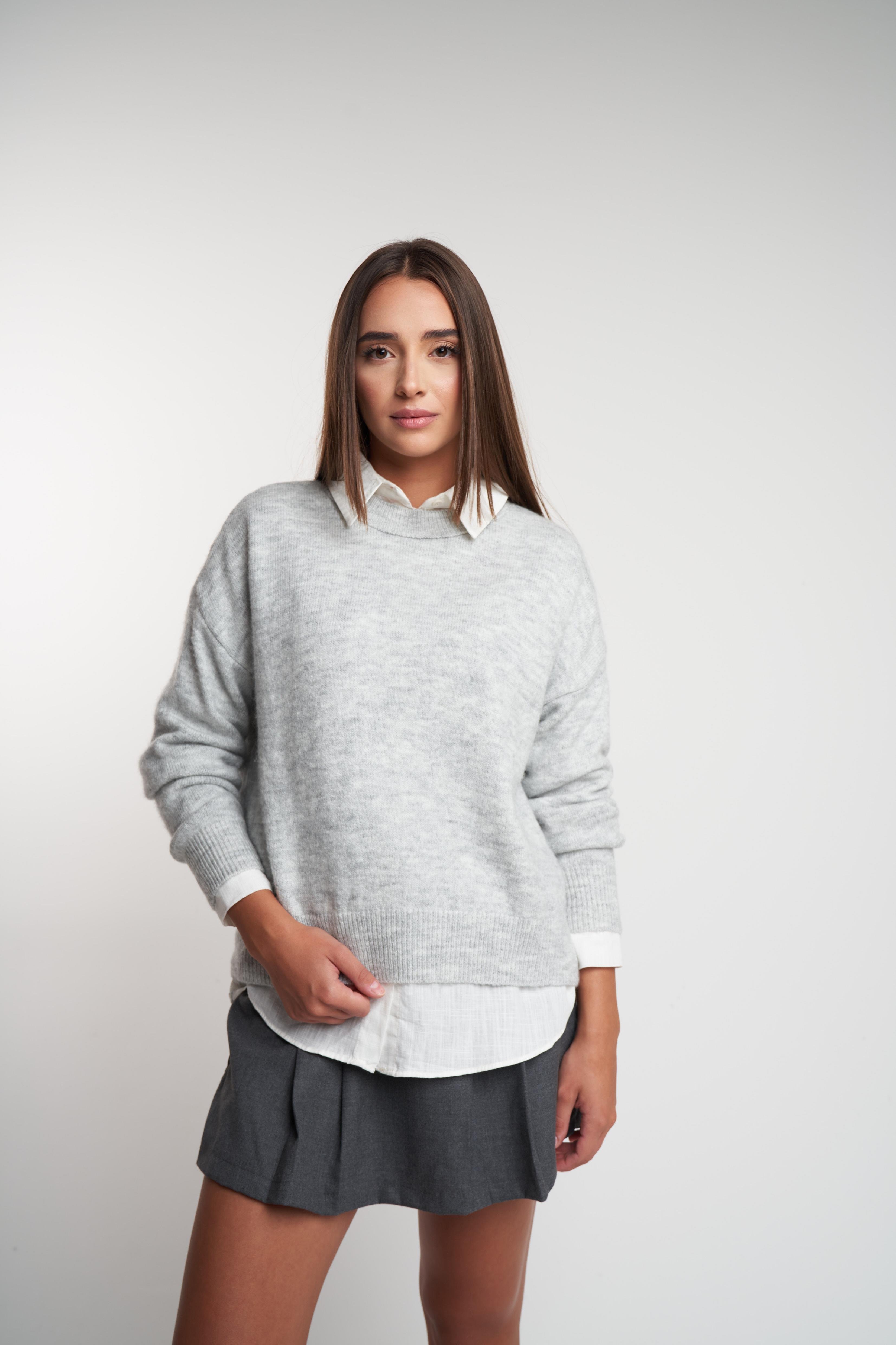 Bisiklet Yaka Copenhagen Triko Kazak Gri