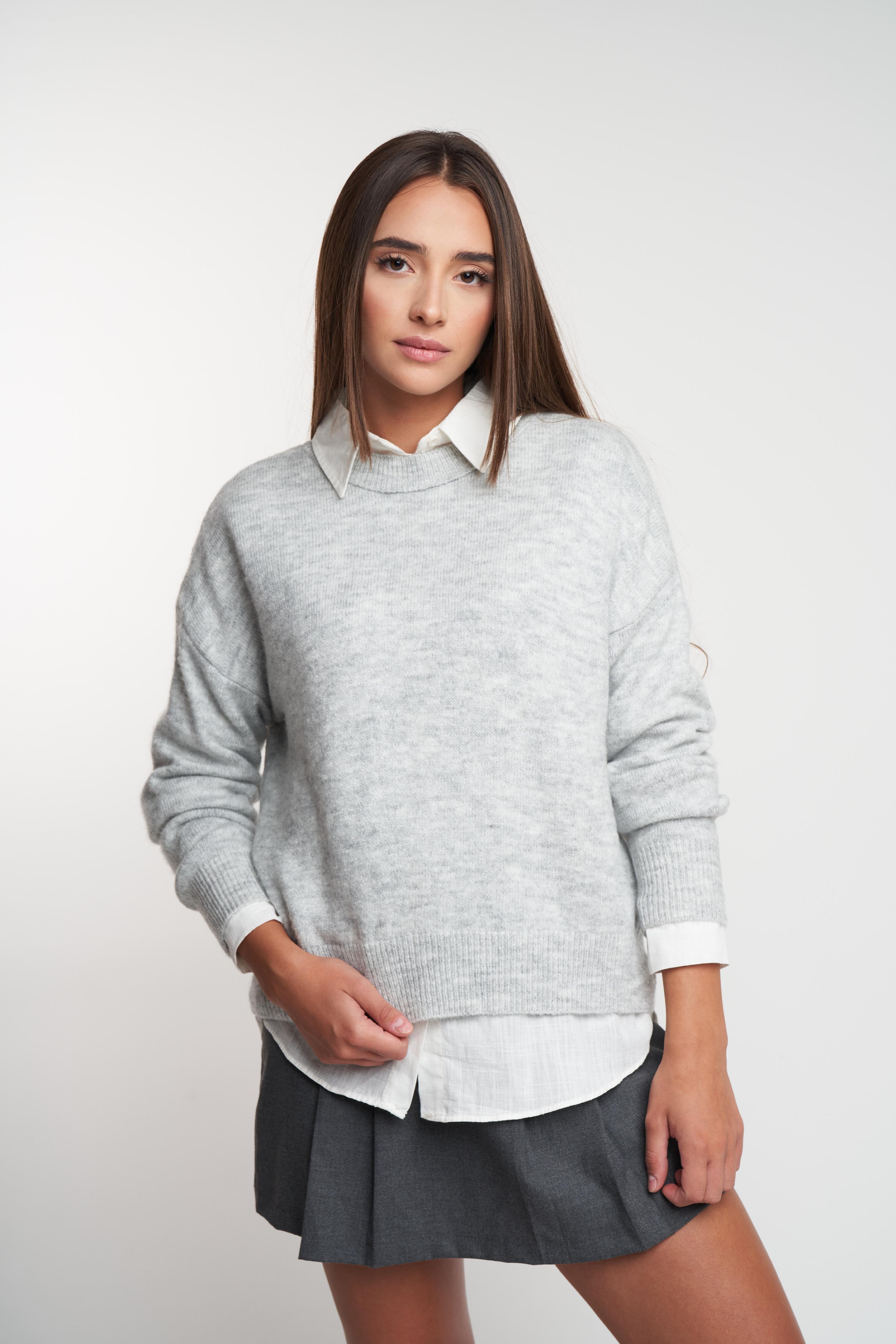 Bisiklet Yaka Copenhagen Triko Kazak Gri