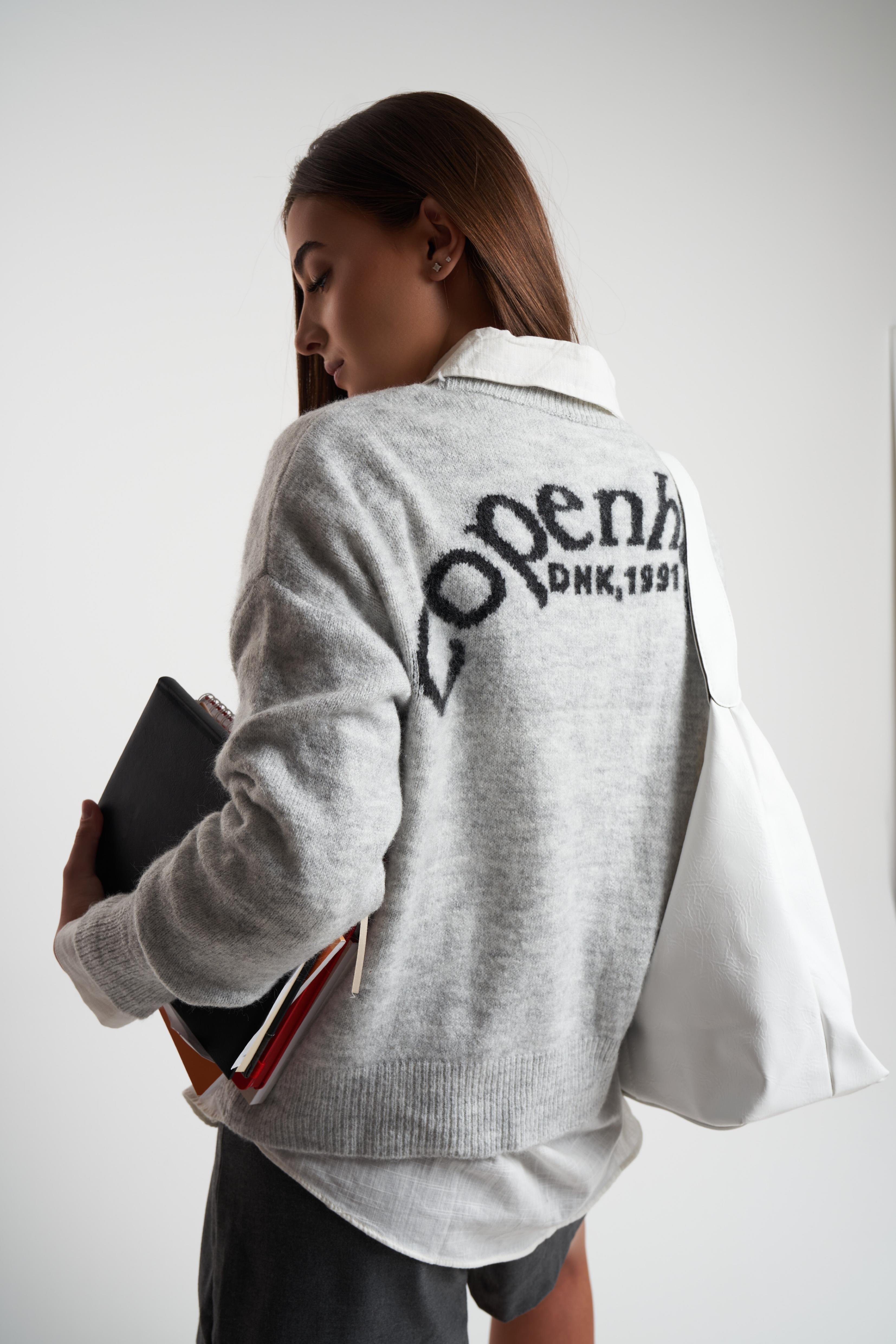 Bisiklet Yaka Copenhagen Triko Kazak Gri