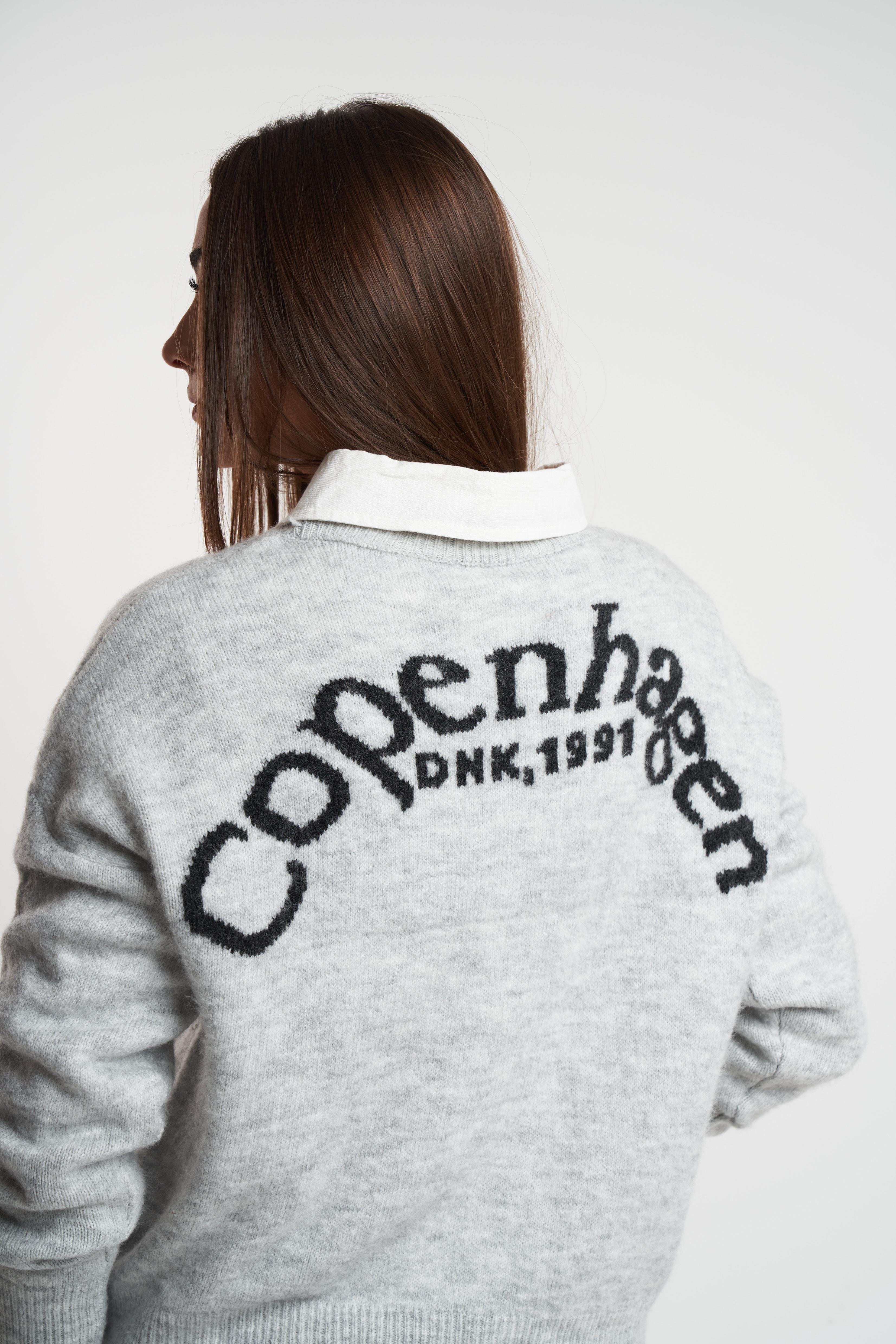 Bisiklet Yaka Copenhagen Triko Kazak Gri