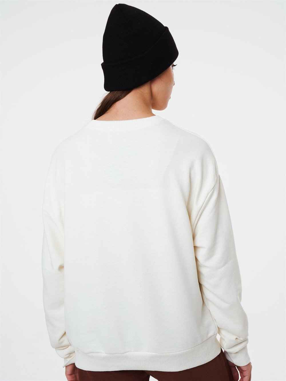 Bisiklet Yaka Iskelet Baskılı Sweatshirt