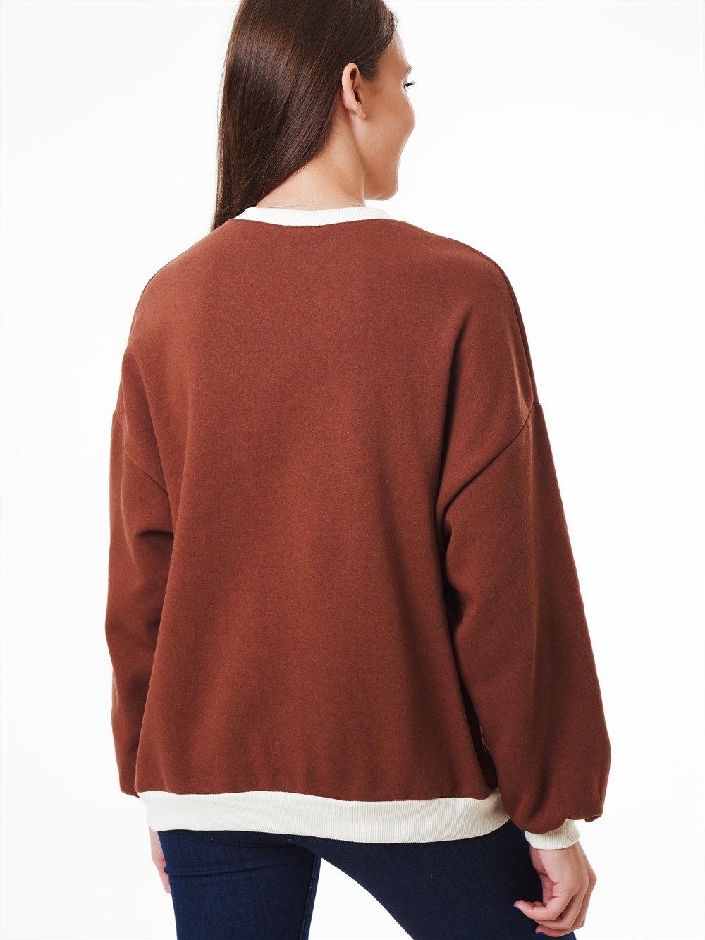 Bisiklet Yaka Stately Yazı Baskılı Şardonlu Sweatshirt