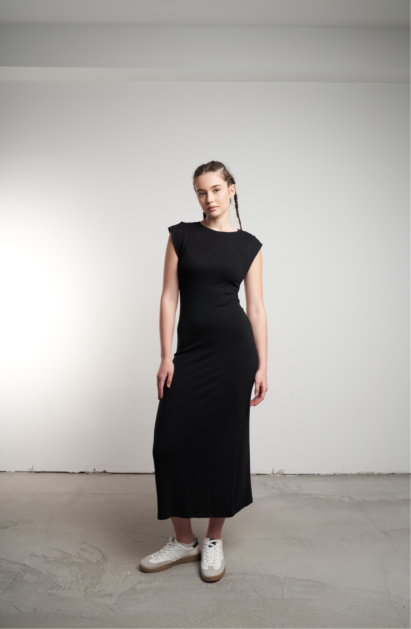 Bisiklet Yaka Uzun Elbise Siyah