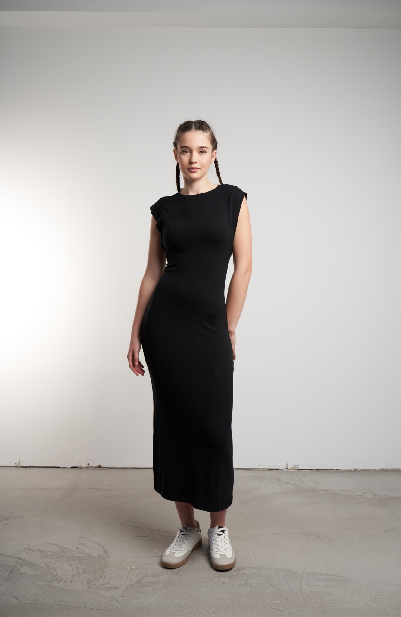 Bisiklet Yaka Uzun Elbise Siyah