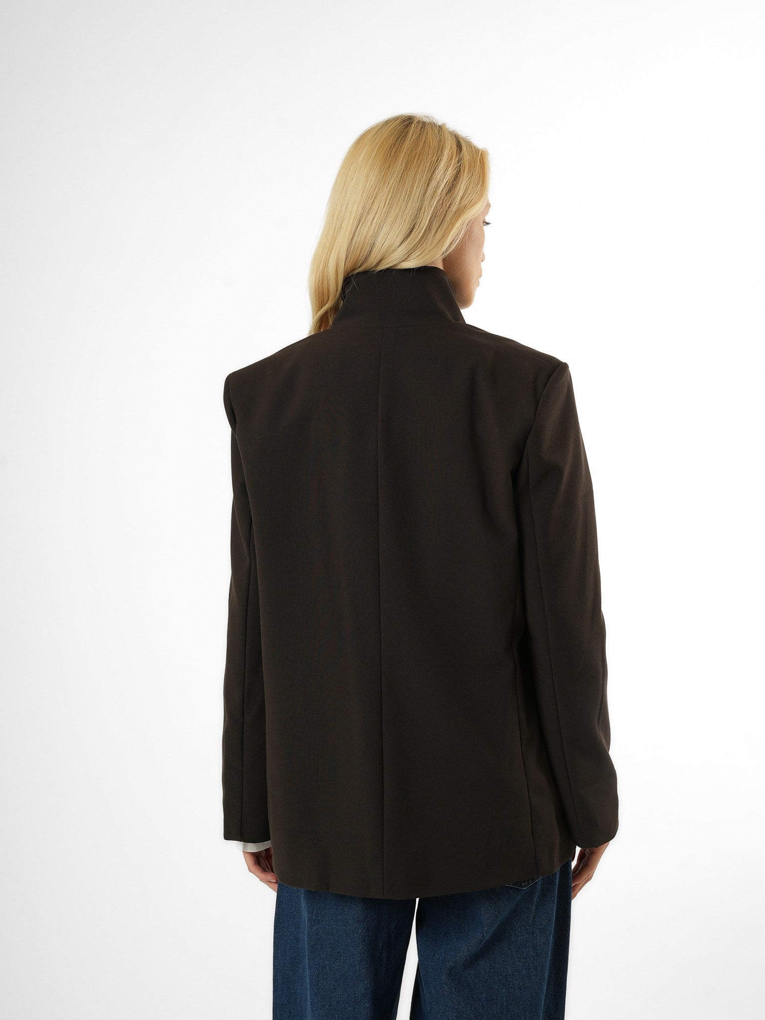 Biye Detaylı Blazer Ceket Acı Kahve