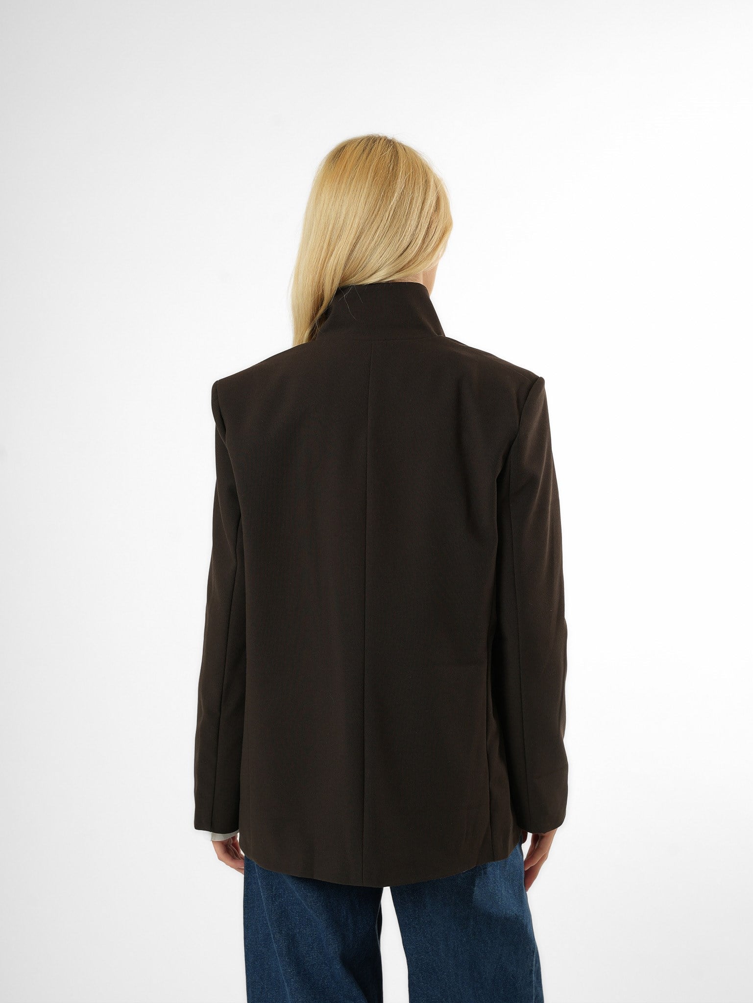 Biye Detaylı Blazer Ceket Acı Kahve